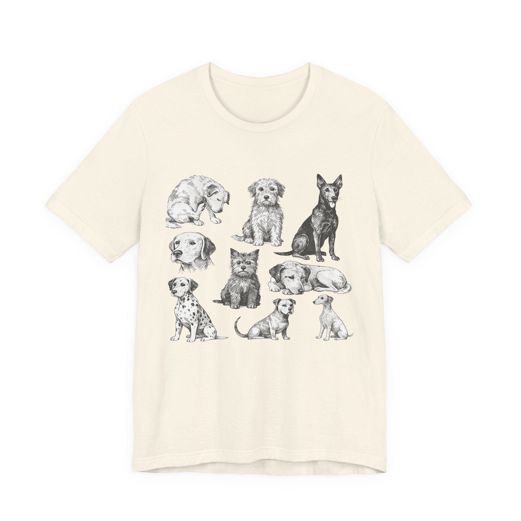 Dog Breed Sketches T-Shirt — Hand-Drawn Puppy Portraits Tee