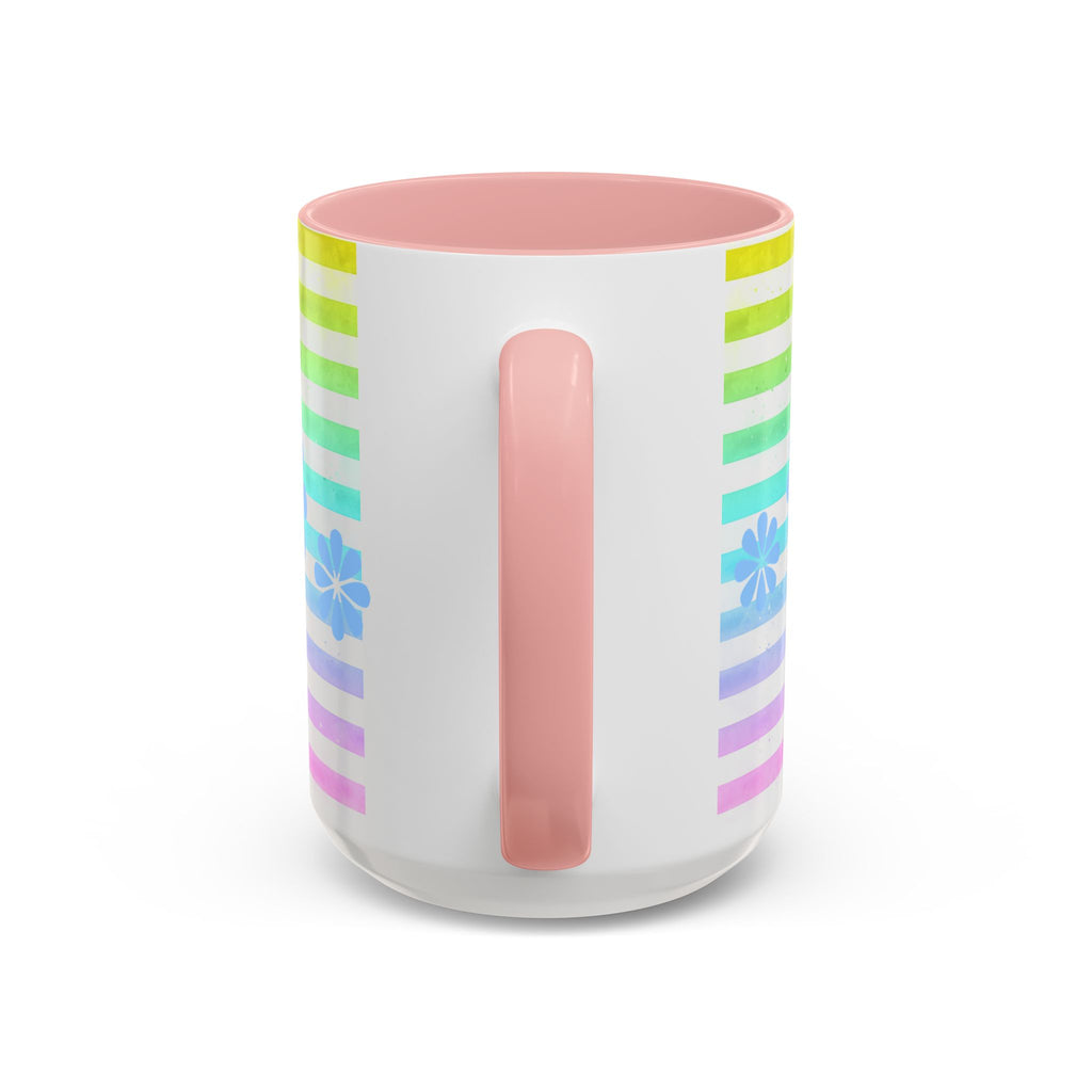 West Highland Terrier Coffee Mug — Cute White Pup on Rainbow Stripes (Accent Mug 11/15oz)