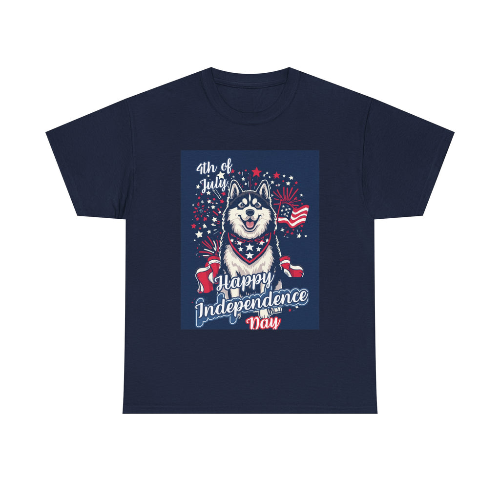 4th of July Husky T-Shirt – Happy Independence Day Patriotic Dog Tee