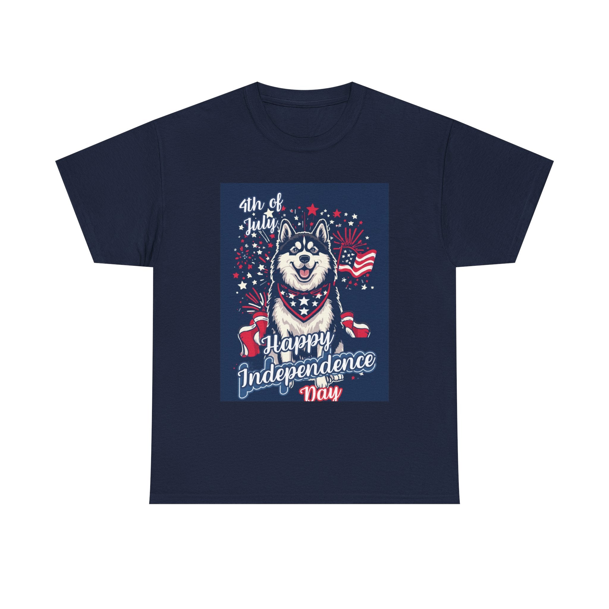 4th of July Husky T-Shirt – Happy Independence Day Patriotic Dog Tee