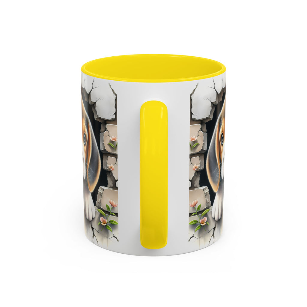 Beagle Puppy Peek Accent Coffee Mug – Cute Dog Gift (11/15 oz)
