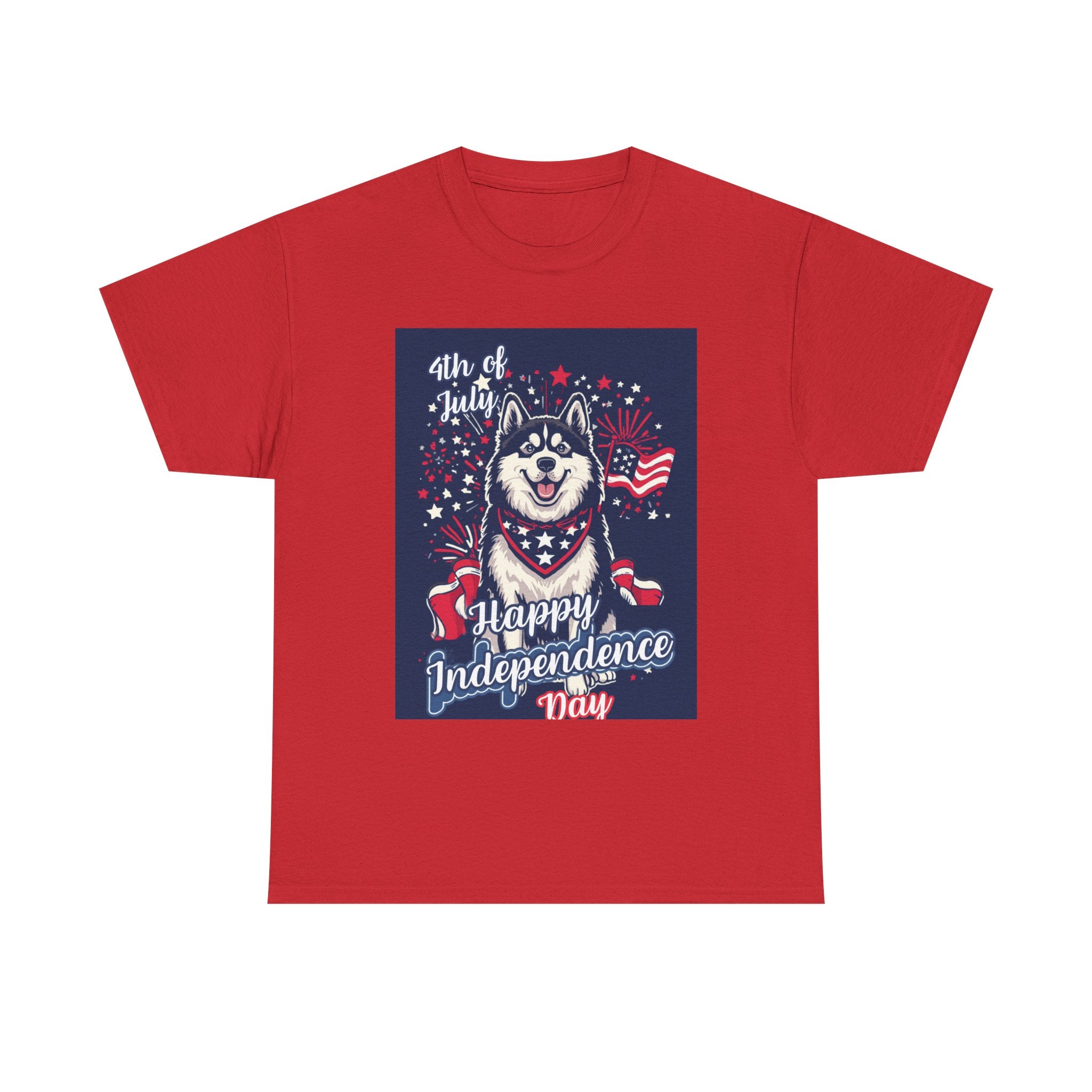 4th of July Husky T-Shirt – Happy Independence Day Patriotic Dog Tee
