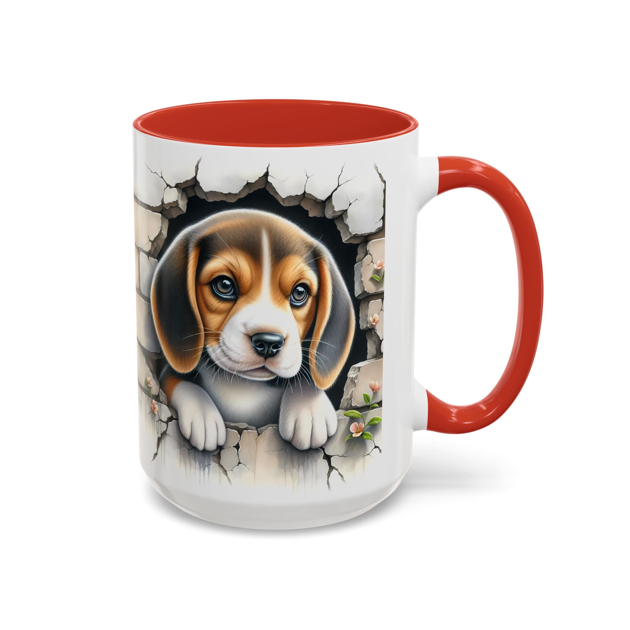 Beagle Puppy Peek Accent Coffee Mug – Cute Dog Gift (11/15 oz)