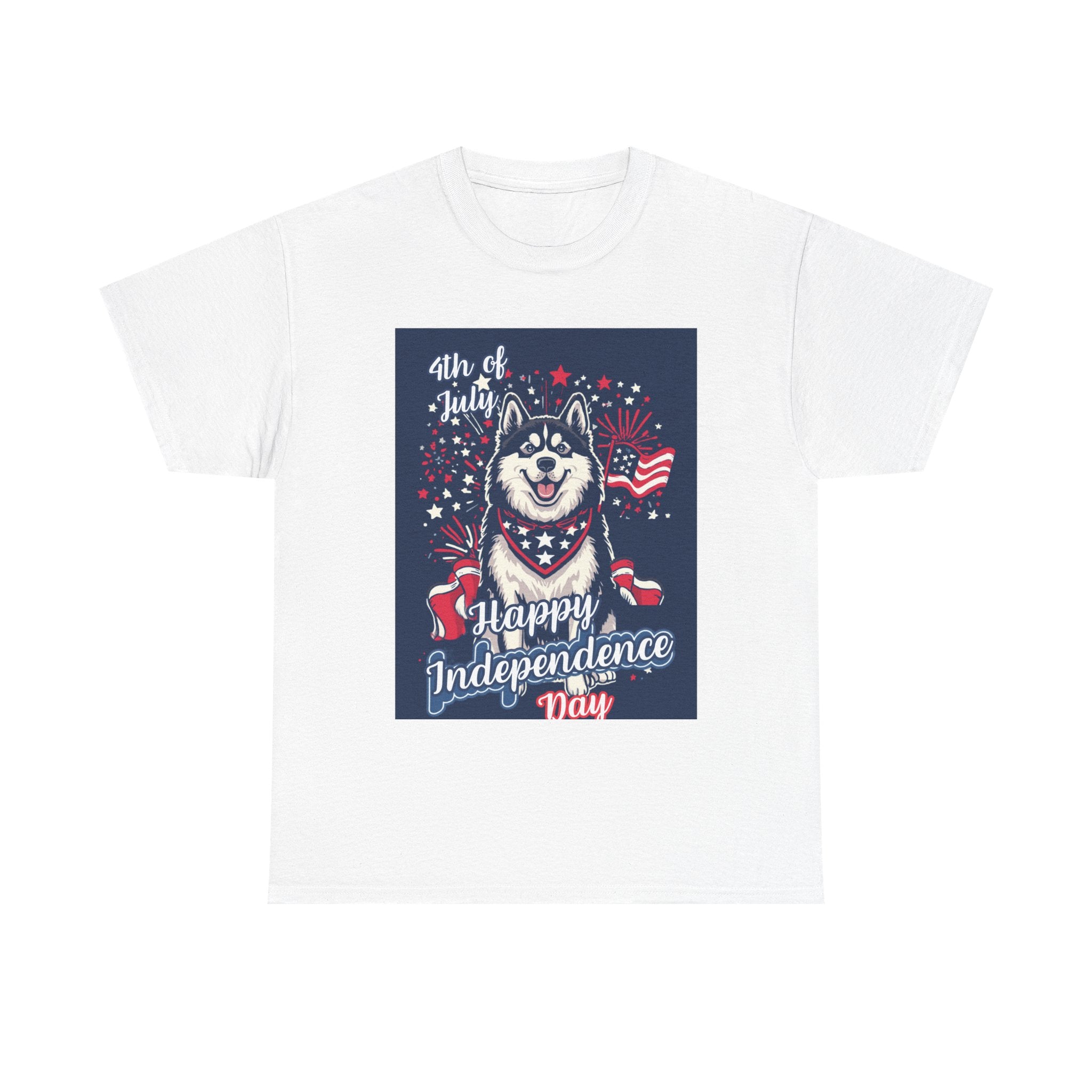 4th of July Husky T-Shirt – Happy Independence Day Patriotic Dog Tee