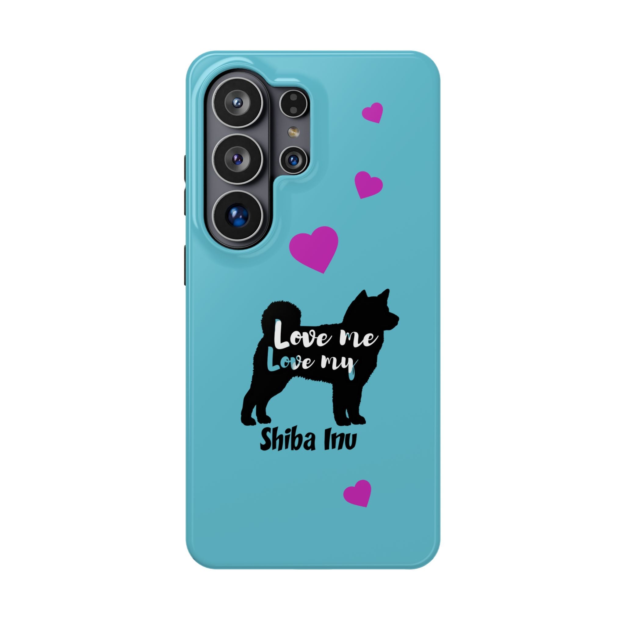 Shiba Inu Phone Case – "Love Me Love My Shiba Inu" Impact-Resistant Case, Cute Heart Design