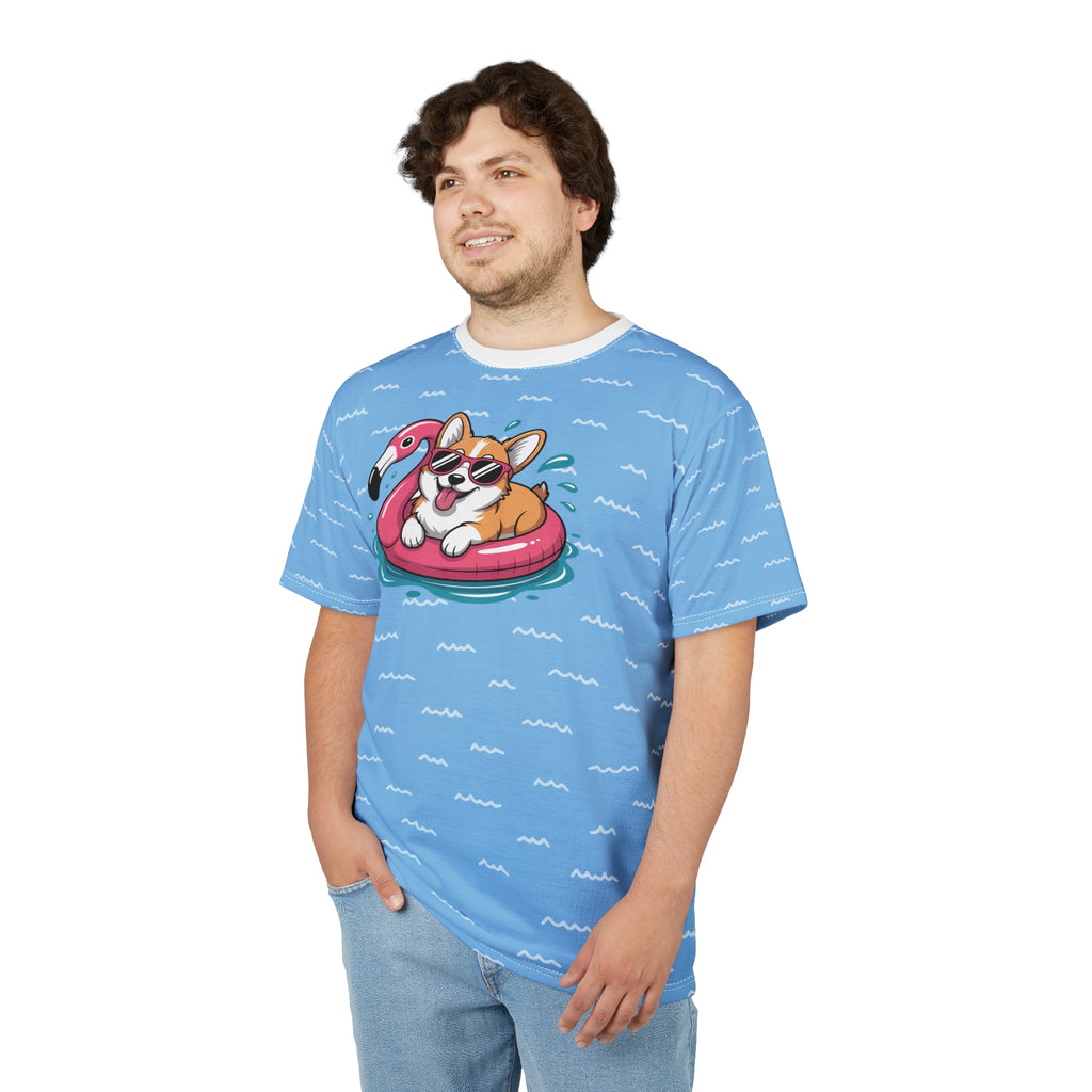 Corgi Beach Day All-Over Print Tee — Funny Corgi Sunglasses Summer Shirt