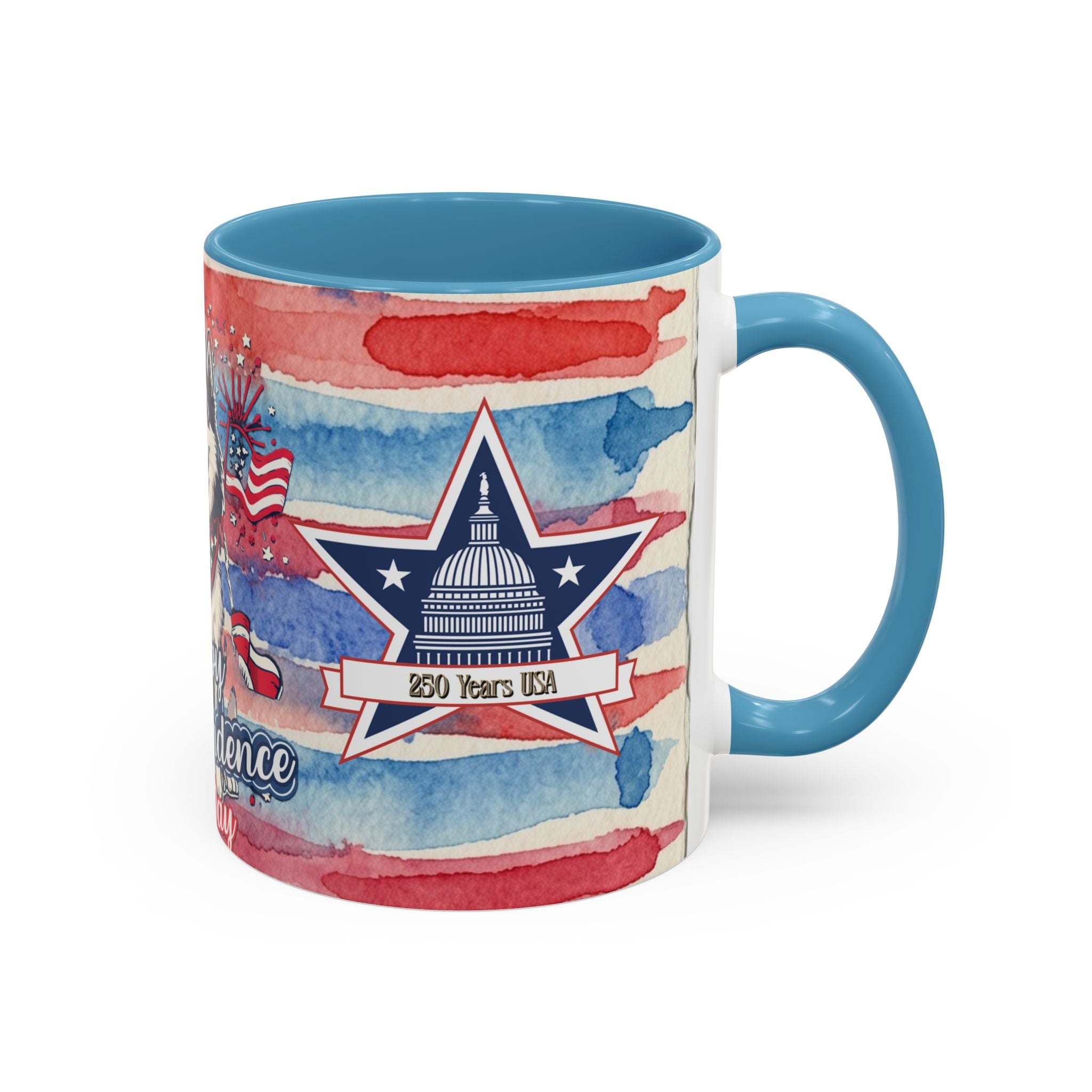 Independence Day Husky Coffee Mug — Happy 4th of July Patriotic Accent Mug (11/15oz)