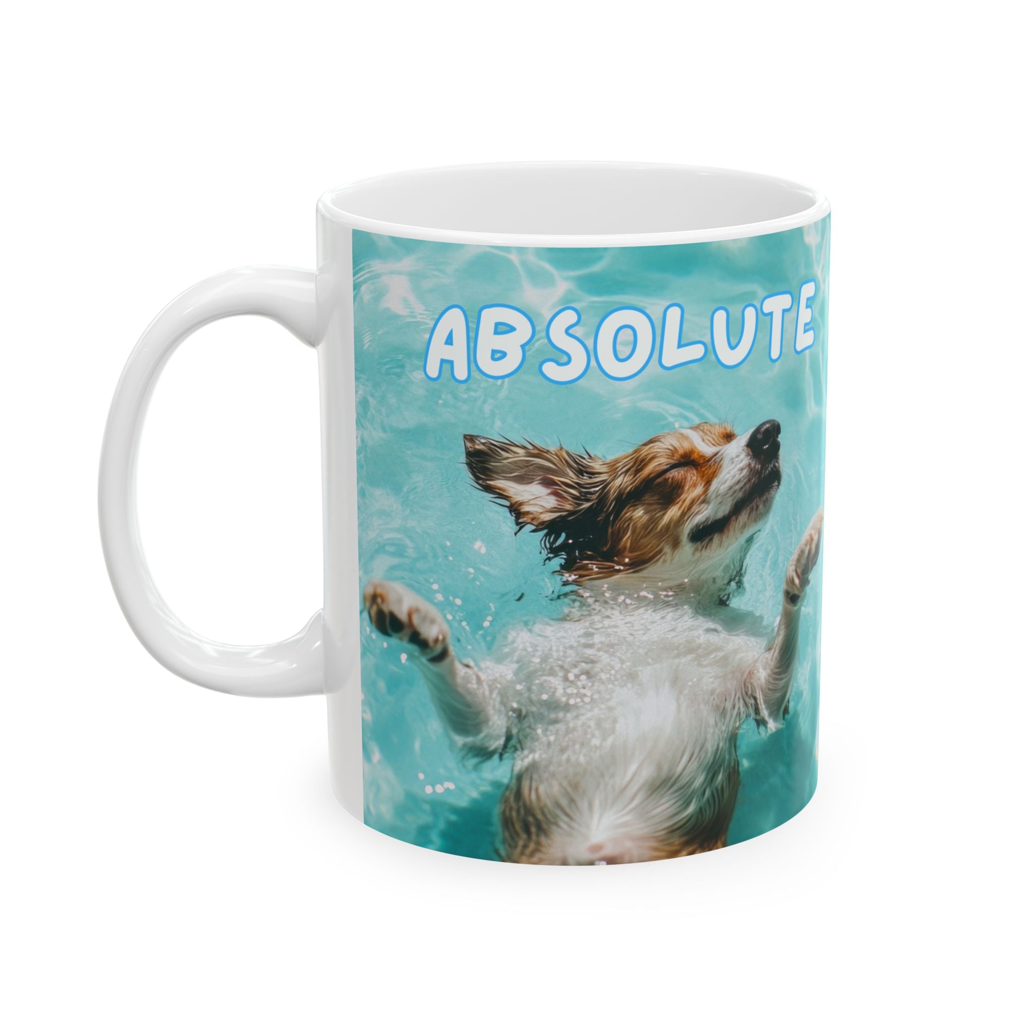 Corgi Relaxing Pool Ceramic Mug — "Cor-Geous Relaxation" Cute Dog Coffee Cup (11oz/15oz)