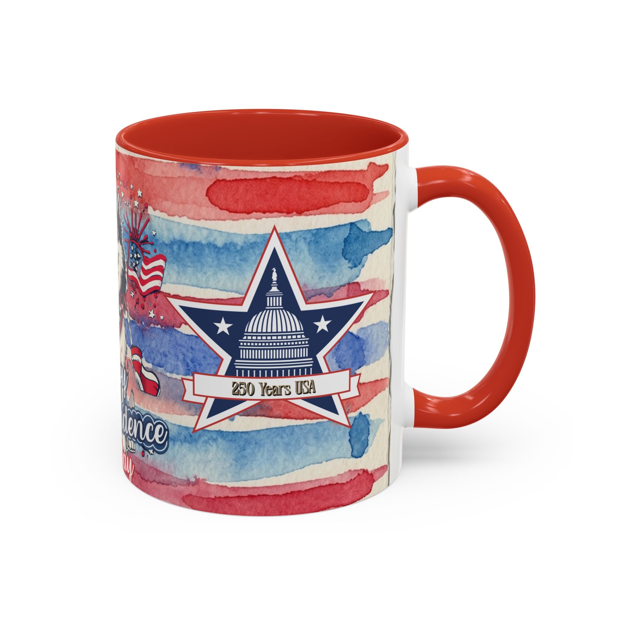 Independence Day Husky Coffee Mug — Happy 4th of July Patriotic Accent Mug (11/15oz)