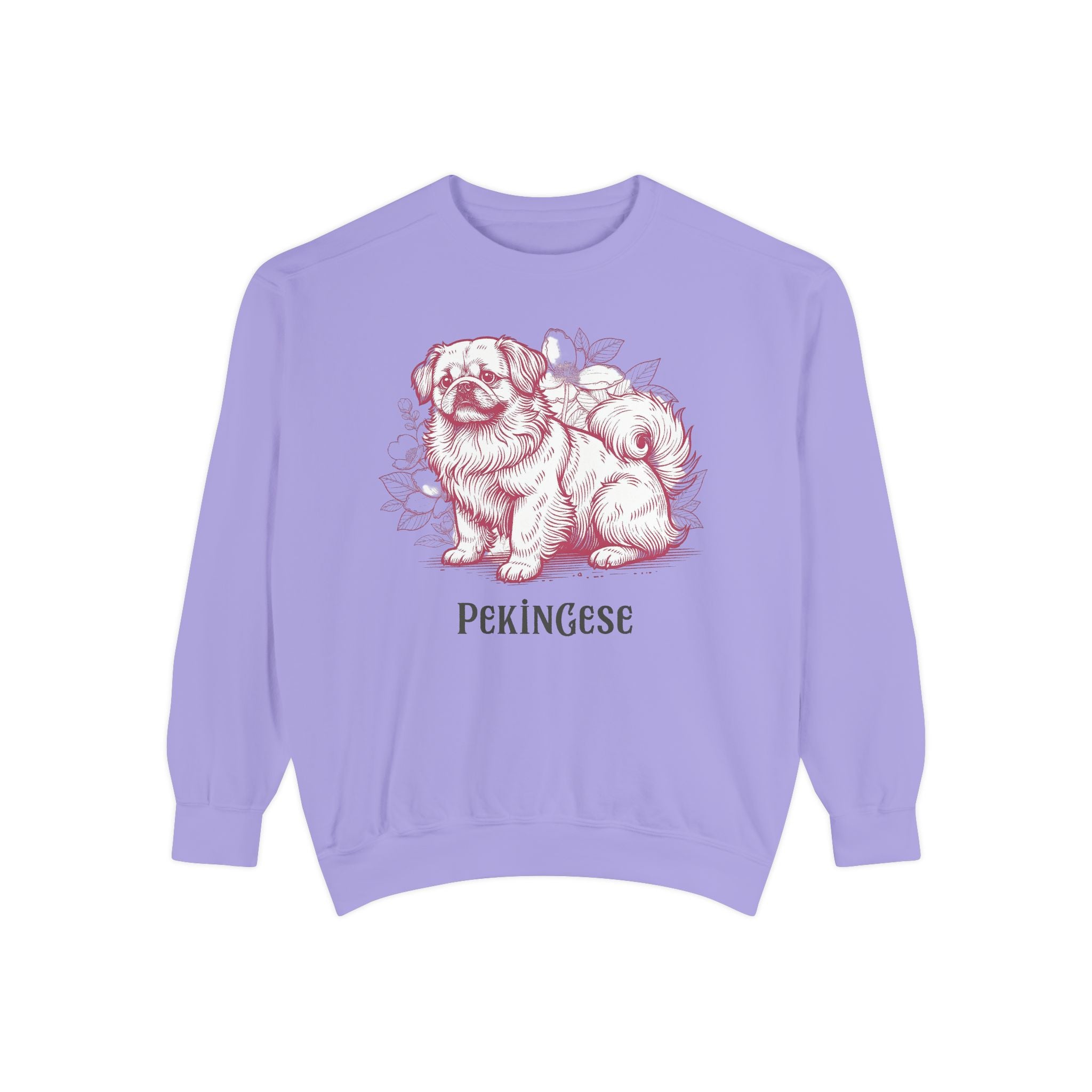 Pekingese Floral Sweatshirt — Vintage Sketch Dog Crewneck