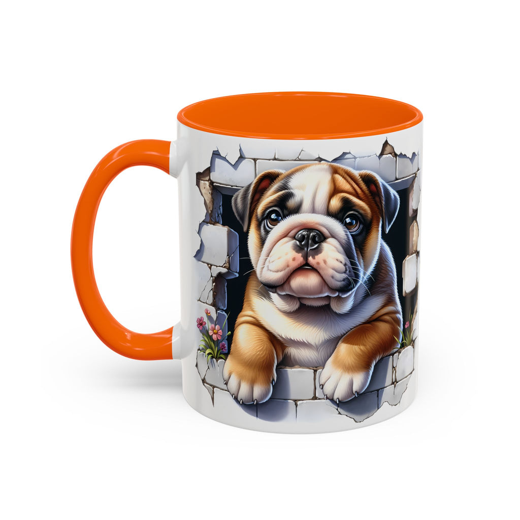 Bulldog Peek-A-Boo Accent Coffee Mug — Cute English Bulldog Coffee Cup (11/15 oz)