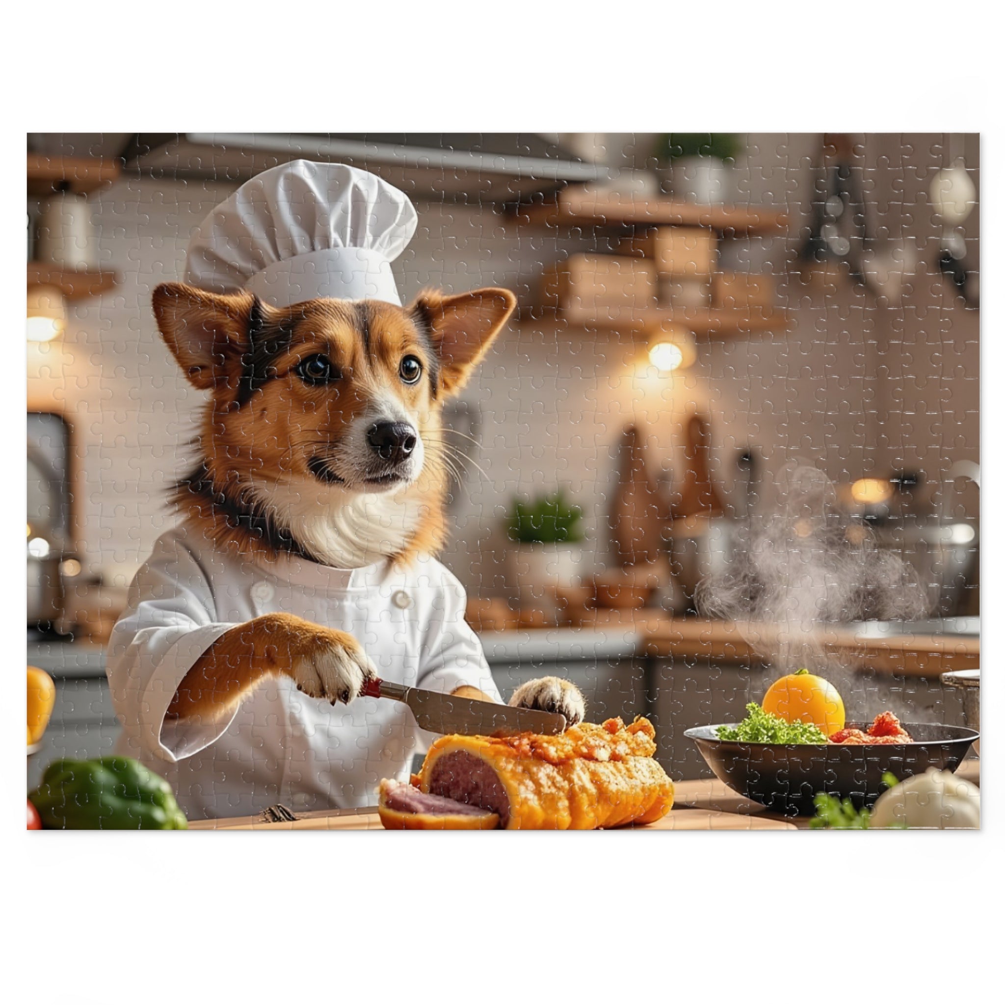Corgi Chef Jigsaw Puzzle with Tin — Funny Dog Puzzle Gift for Kids & Adults