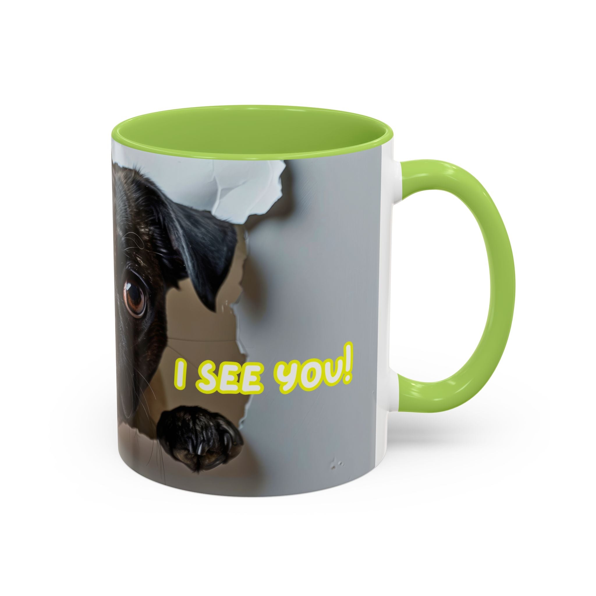 Pug “I See You!” Accent Coffee Mug — Cute Dog Lover Gift (11/15 oz)