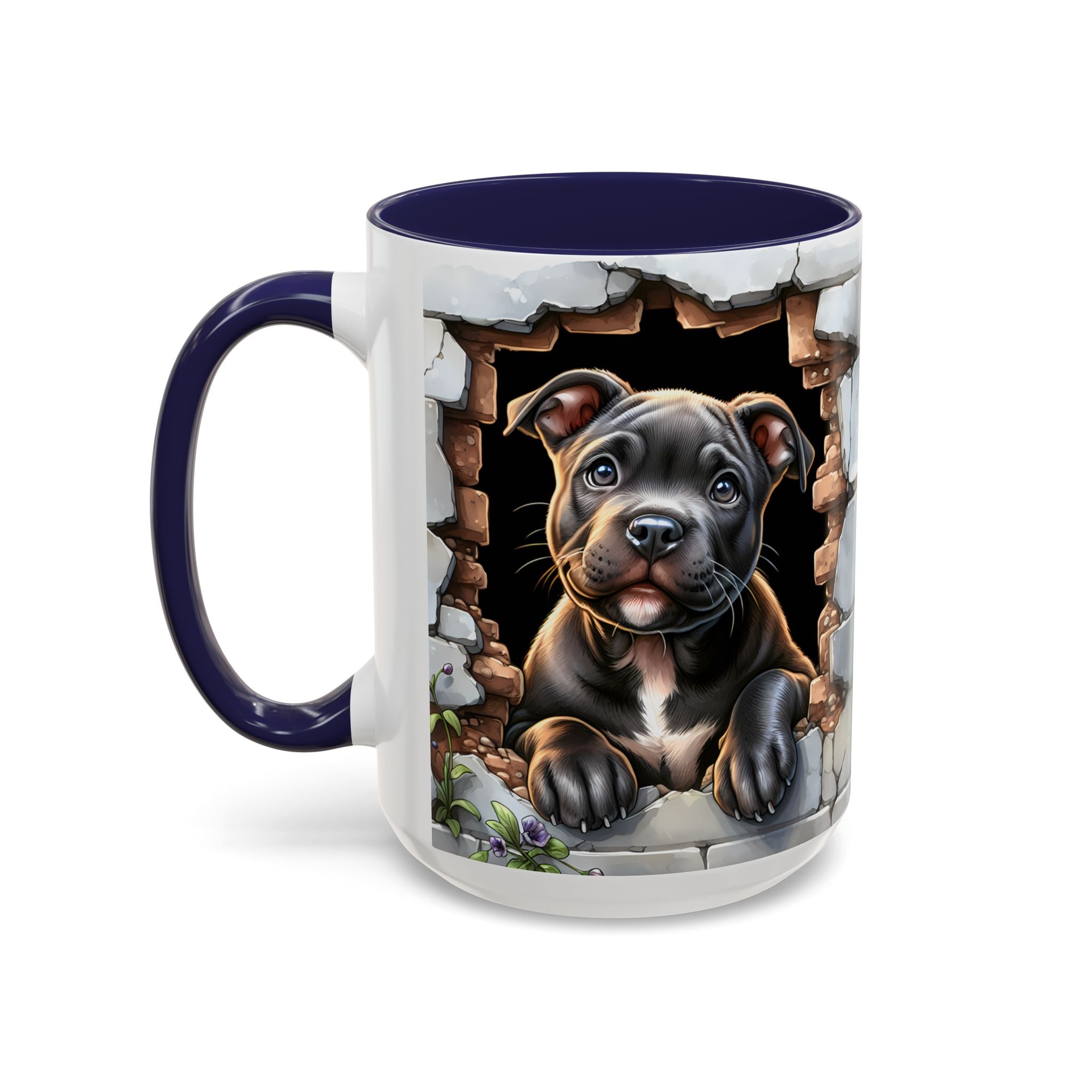 Pit Bull Puppy Peek Accent Coffee Mug – Cute Dog Lover Gift (11/15oz)