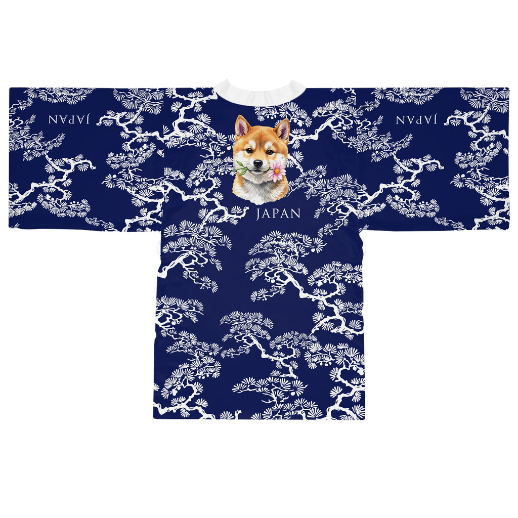 Shiba Inu Sakura Kimono Robe — Japanese Cherry Blossom Long Sleeve