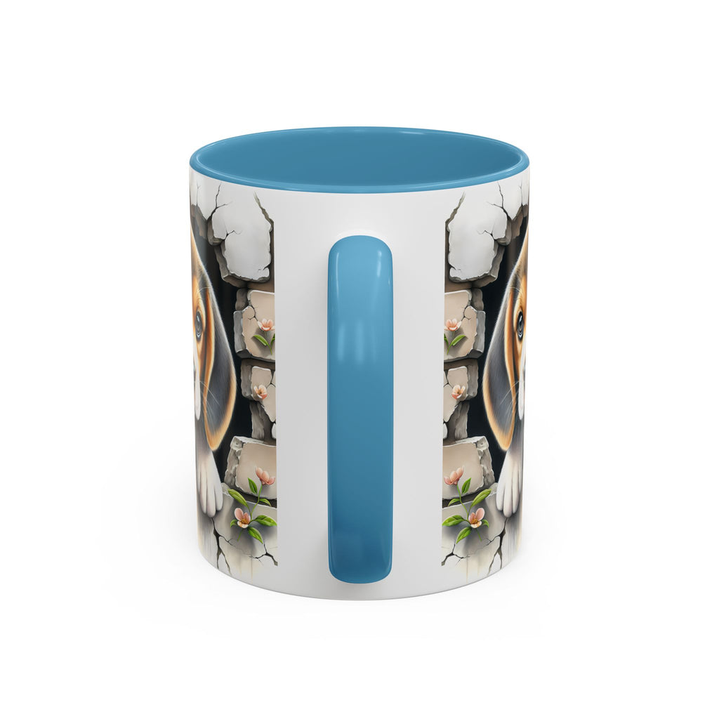 Beagle Puppy Peek Accent Coffee Mug – Cute Dog Gift (11/15 oz)