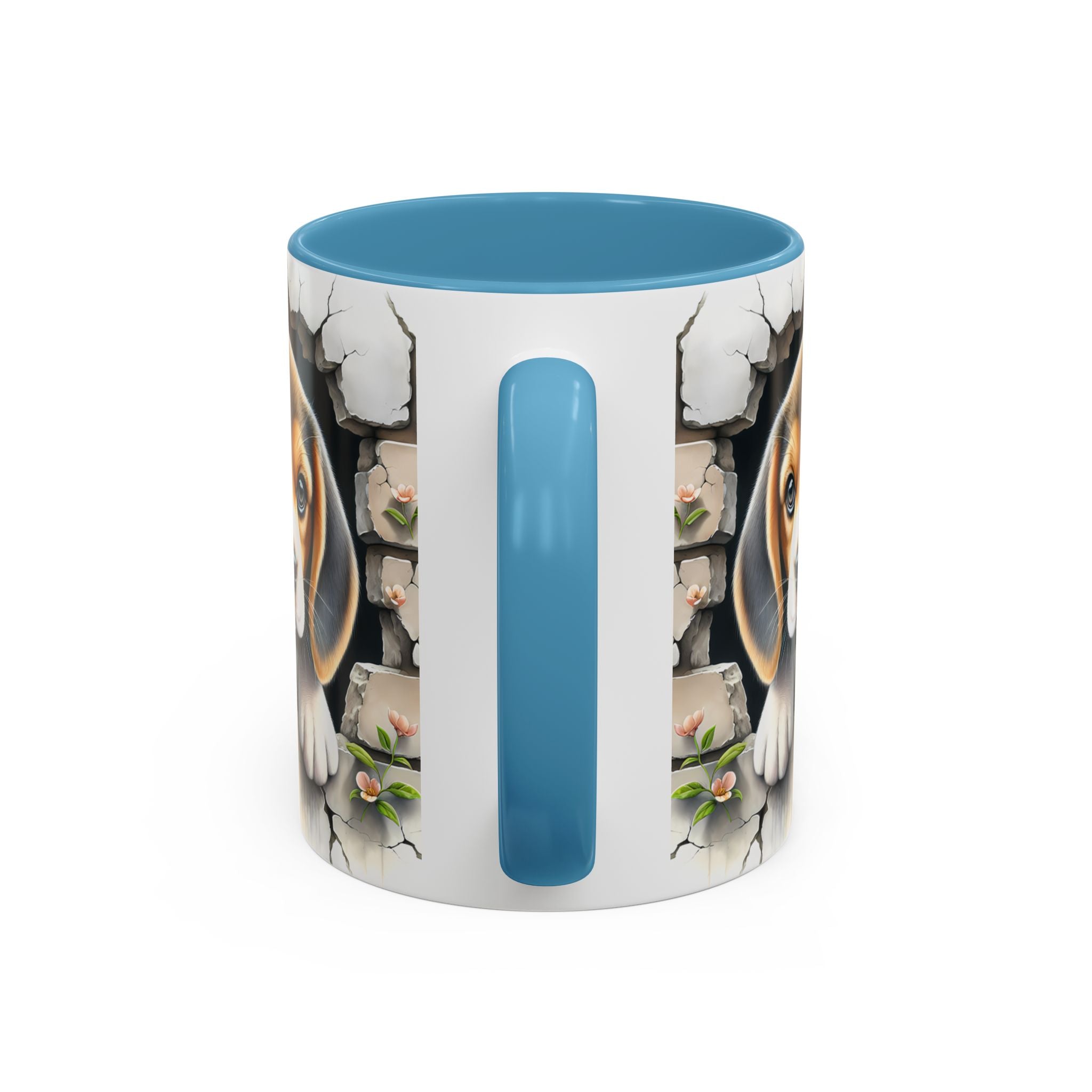 Beagle Puppy Peek Accent Coffee Mug – Cute Dog Gift (11/15 oz)