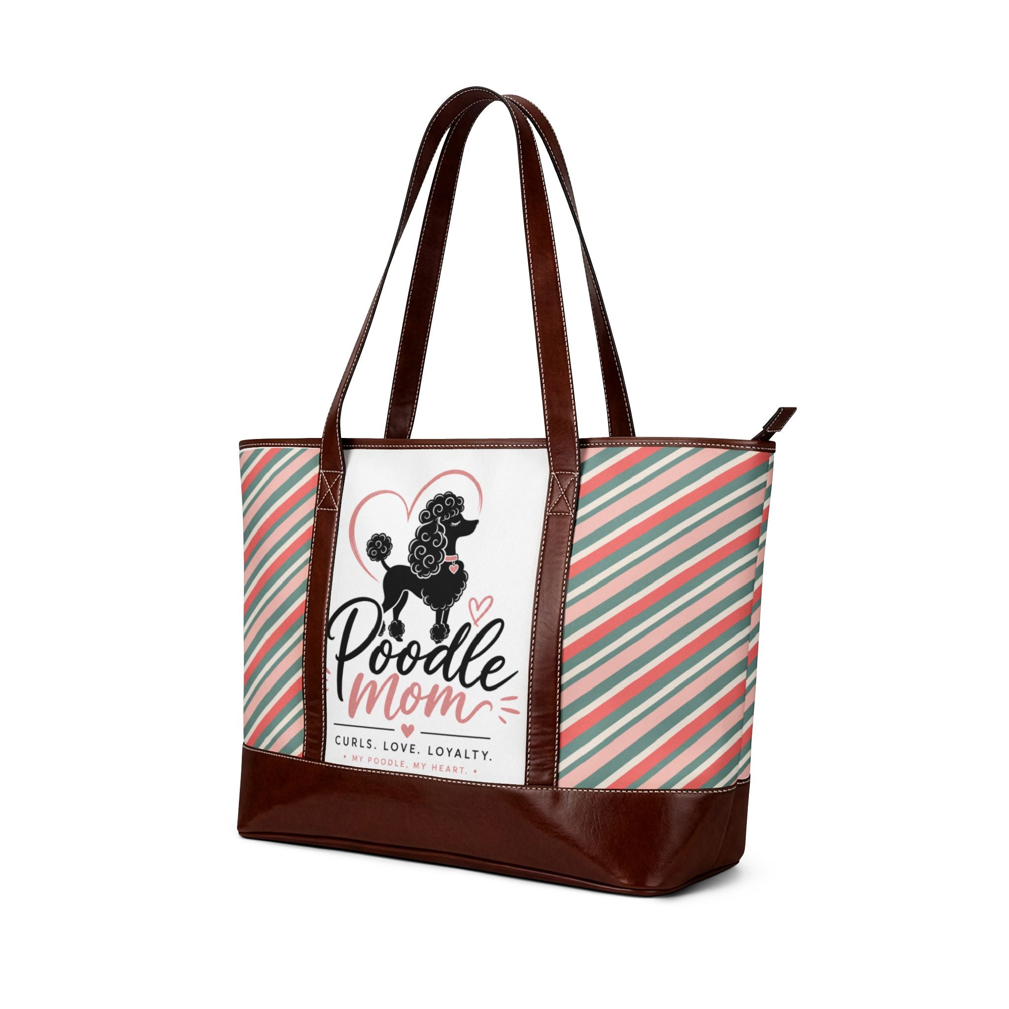 Poodle Mom Handbag — Cute Striped Tote Bag for Poodle Lovers