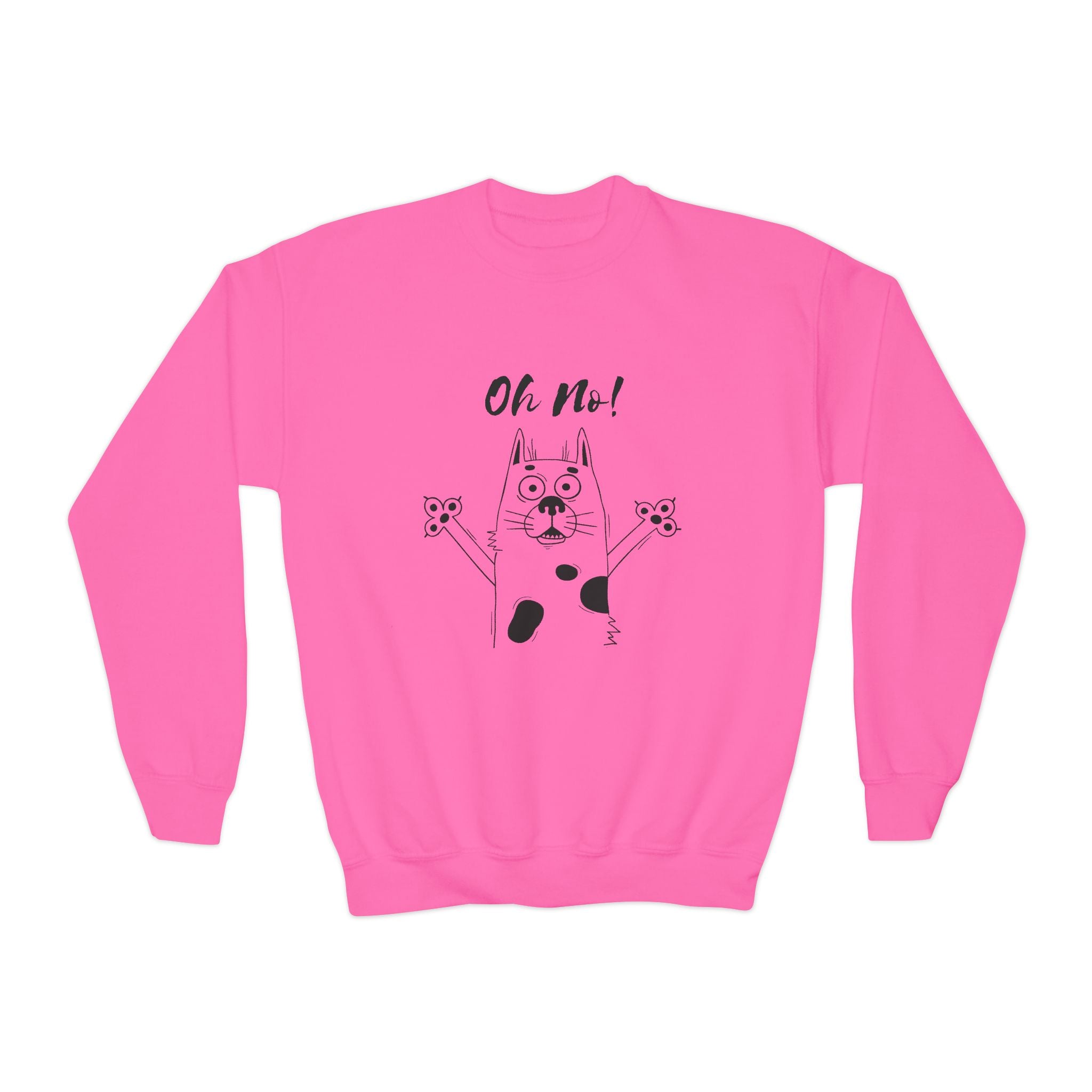 Youth Sweatshirt — "Oh No!" Surprised Dog Cartoon Graphic Crewneck