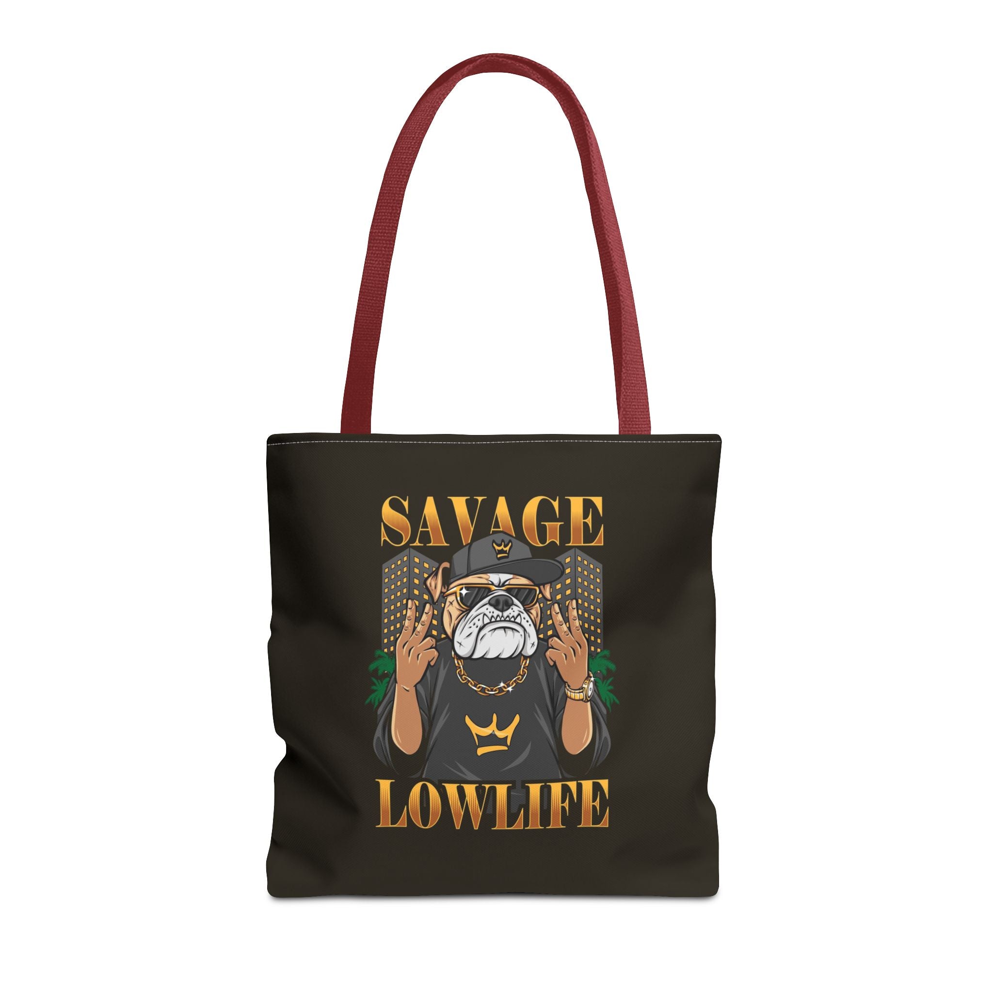 Savage Lowlife Graphic Tote Bag — Urban Bulldog Design, Streetwear Everyday Carry