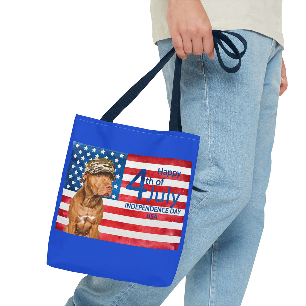 Independence Day Dog Tote Bag — Happy 4th of July USA Flag Tote