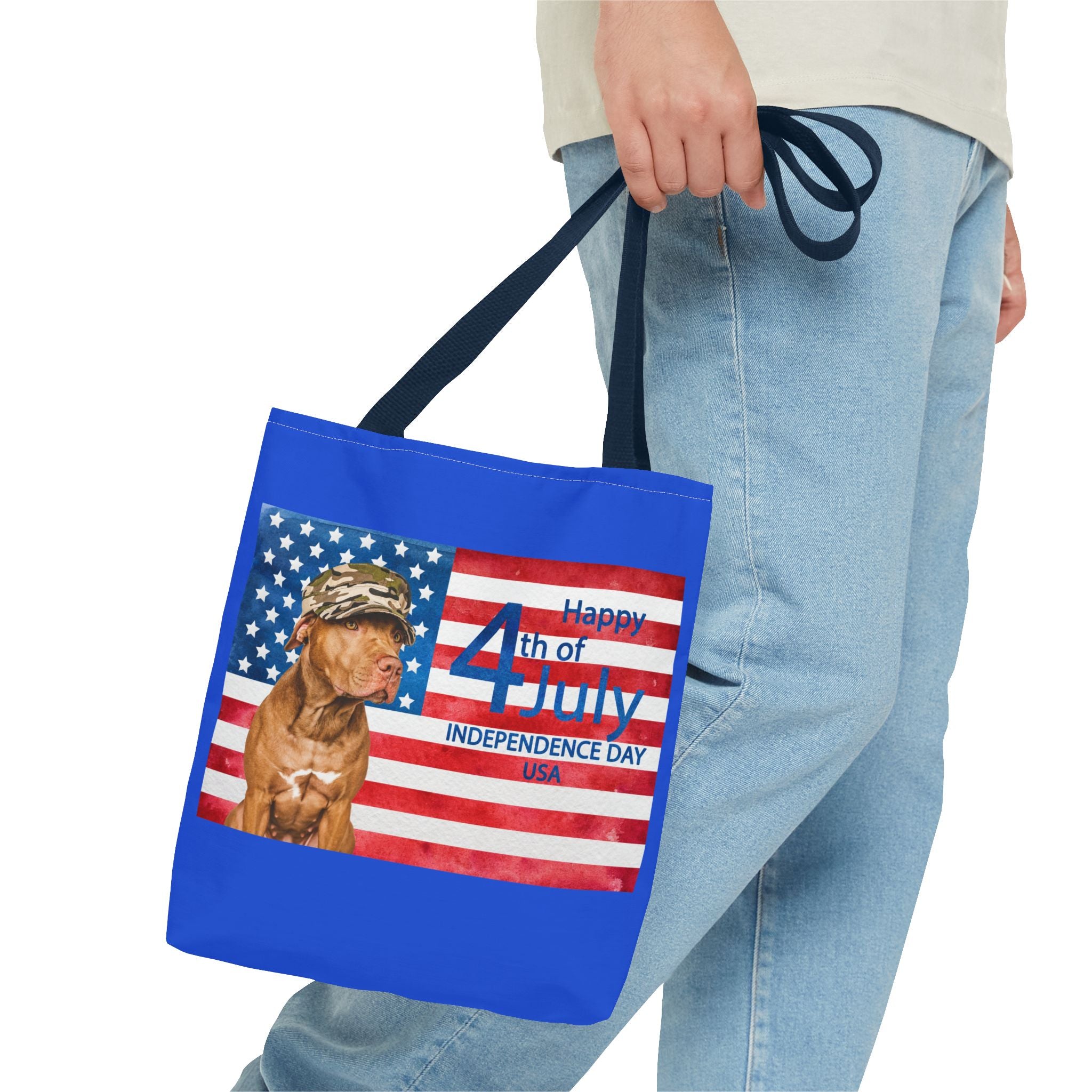 Independence Day Dog Tote Bag — Happy 4th of July USA Flag Tote
