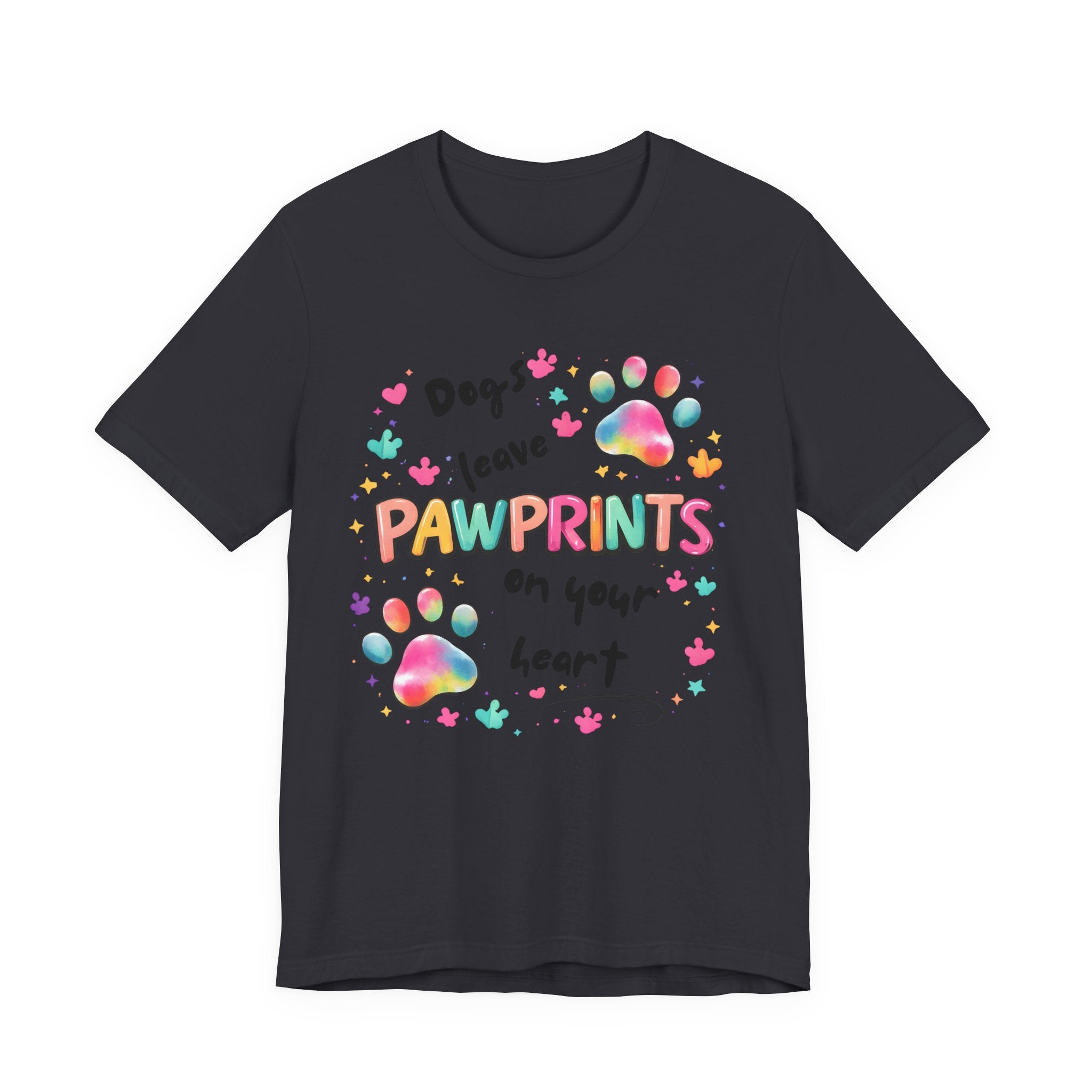 Pawprints on Your Heart T‑Shirt — Colorful Dog Paw Love Tee