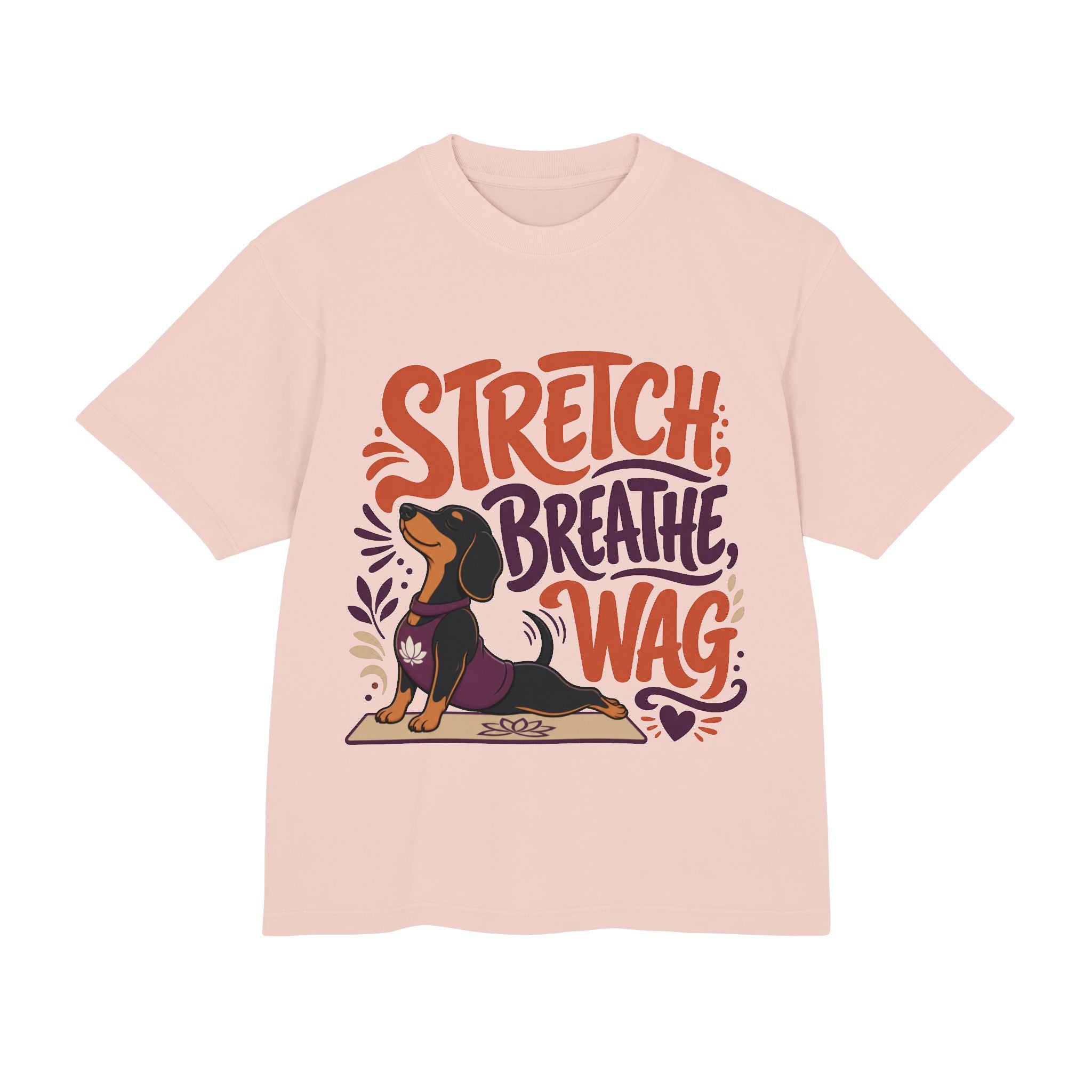 Stretch. Breathe. Wag. — Dachshund Yoga T‑Shirt for Dog Lovers