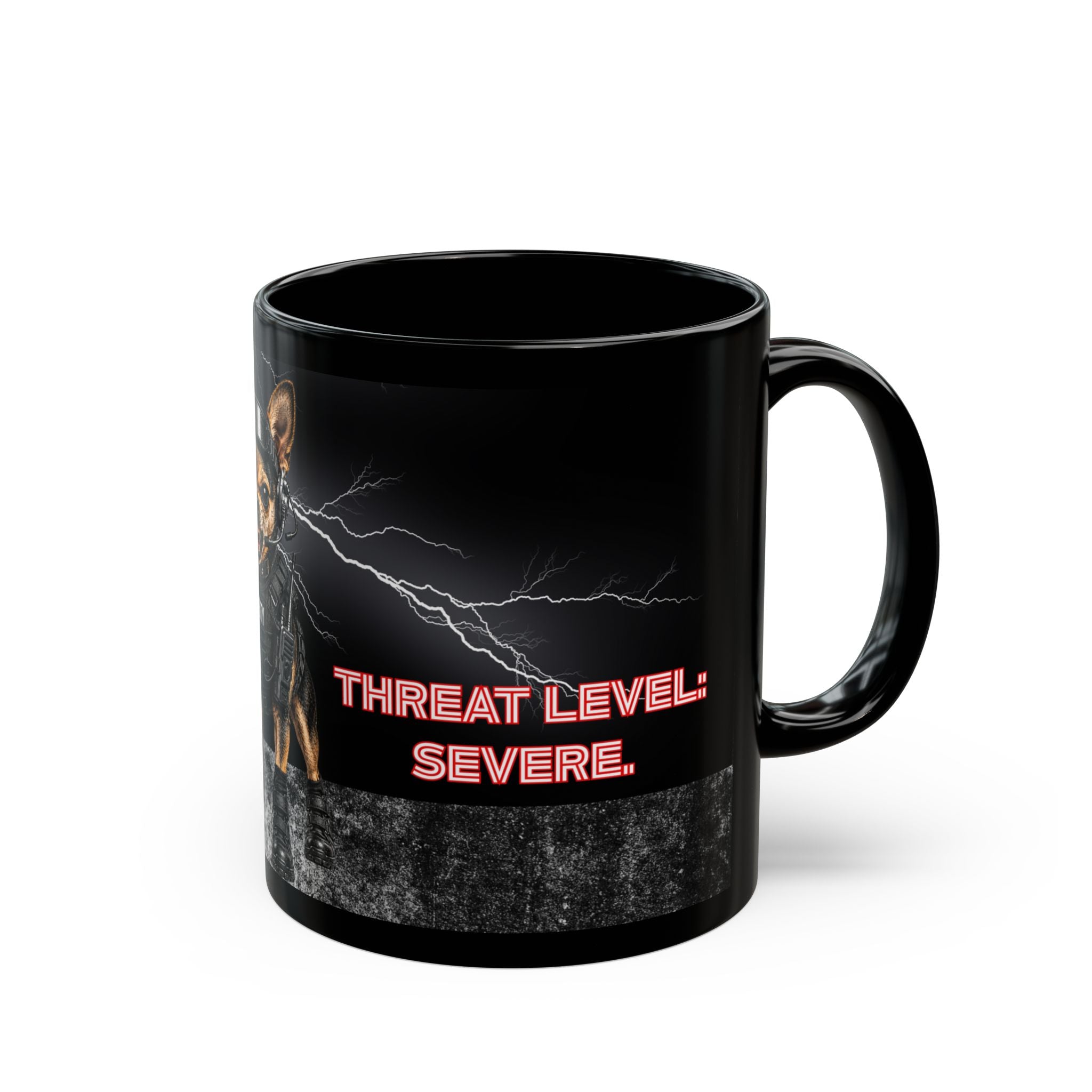 Size: Small — Threat Level: Severe — Security Chihuahua Mug | Funny Guard Dog Coffee Cup