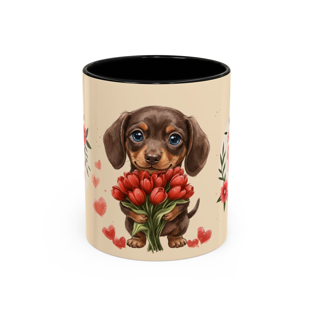 Best Mom Ever Coffee Mug — Cute Dachshund with Tulips