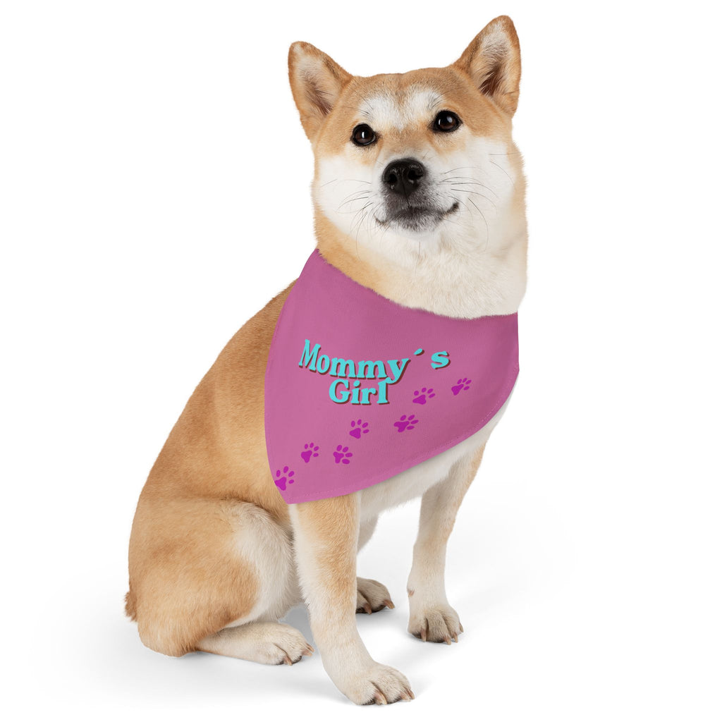 Dog Bandana Collar — "Mommy's Girl" Pink Paw-Print Pet Bandana