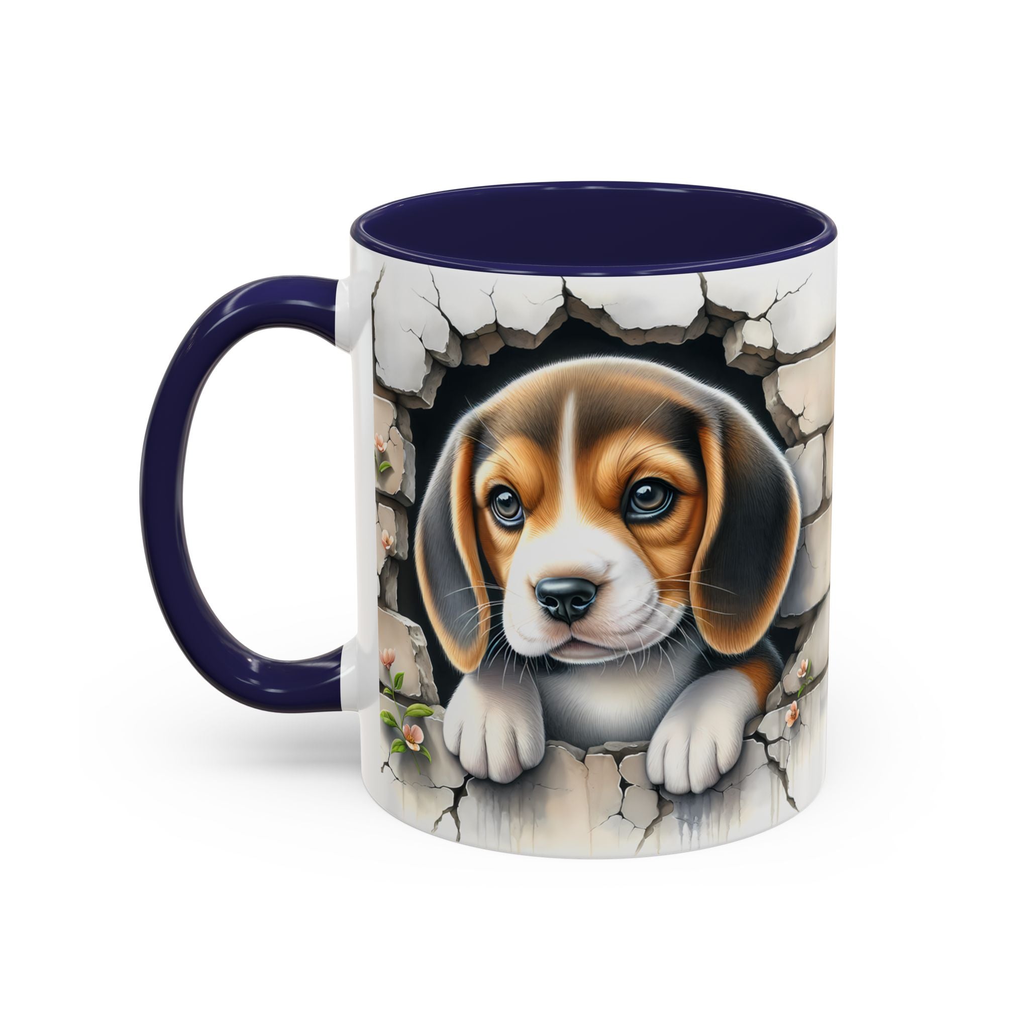 Beagle Puppy Peek Accent Coffee Mug – Cute Dog Gift (11/15 oz)