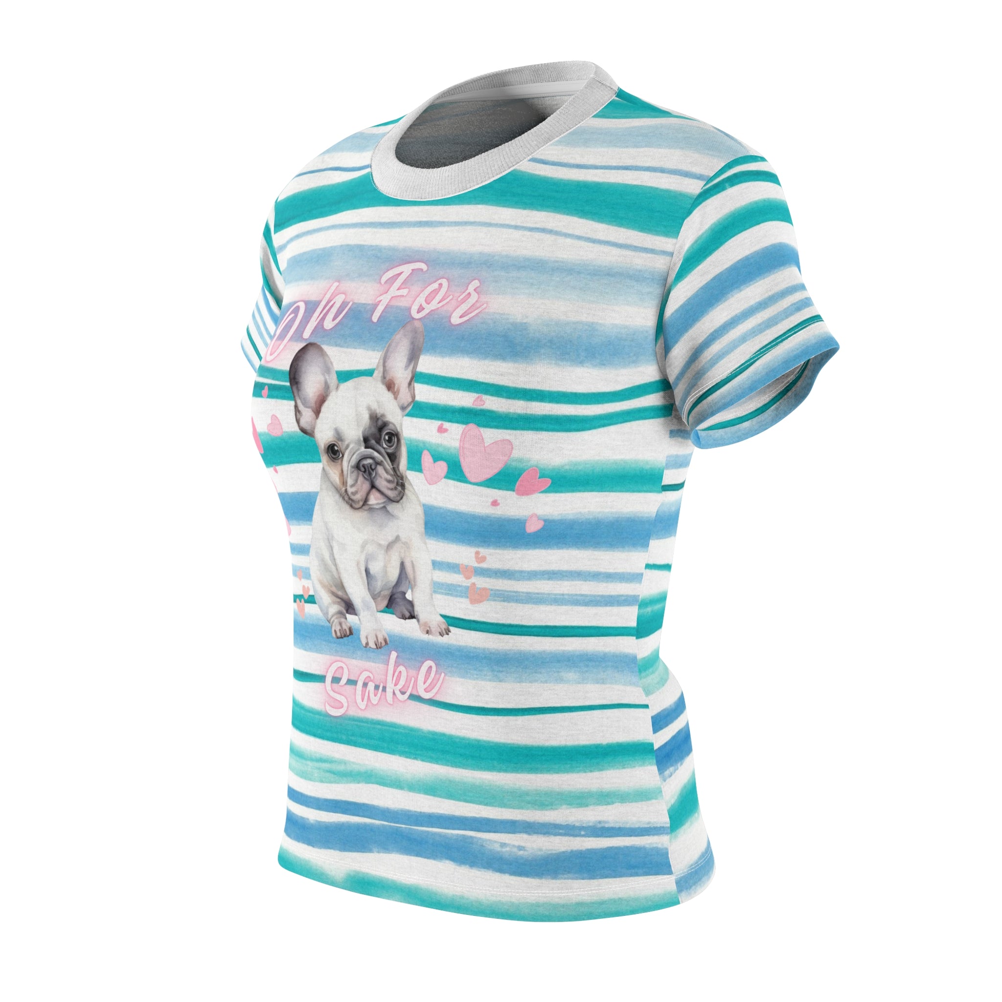 Oh For Frenchie's Sake Women's Tee — French Bulldog Stripe All-Over Print