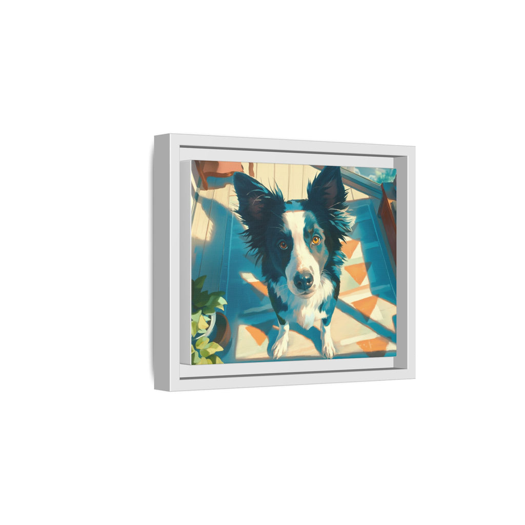 Framed Matte Canvas - Colorful Border Collie Pet Portrait