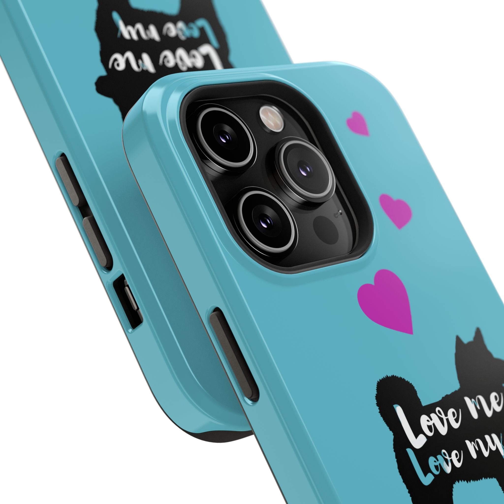 Shiba Inu Phone Case – "Love Me Love My Shiba Inu" Impact-Resistant Case, Cute Heart Design