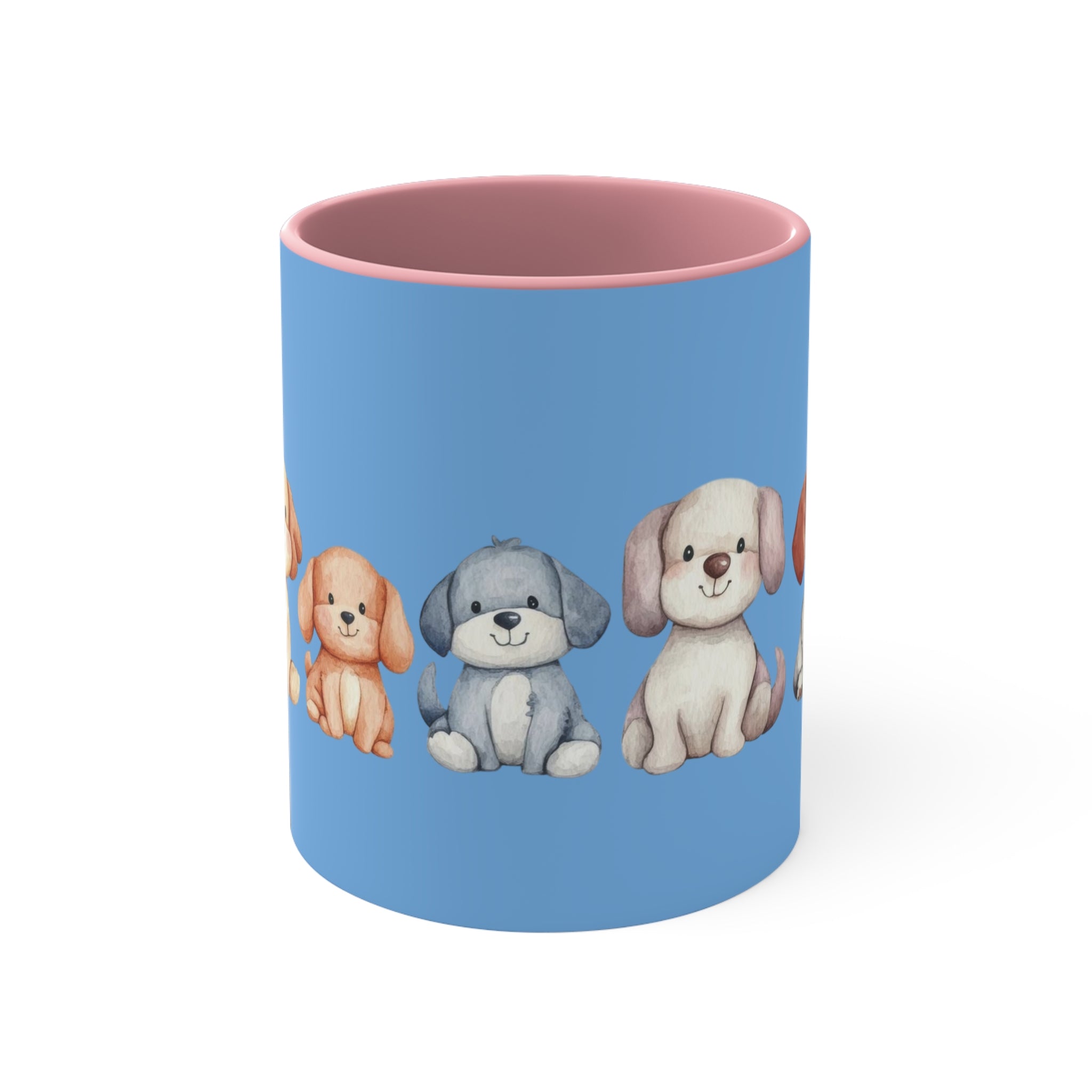 Cute Puppy Pattern Accent Mug — 11oz Colorful Dog Coffee Cup