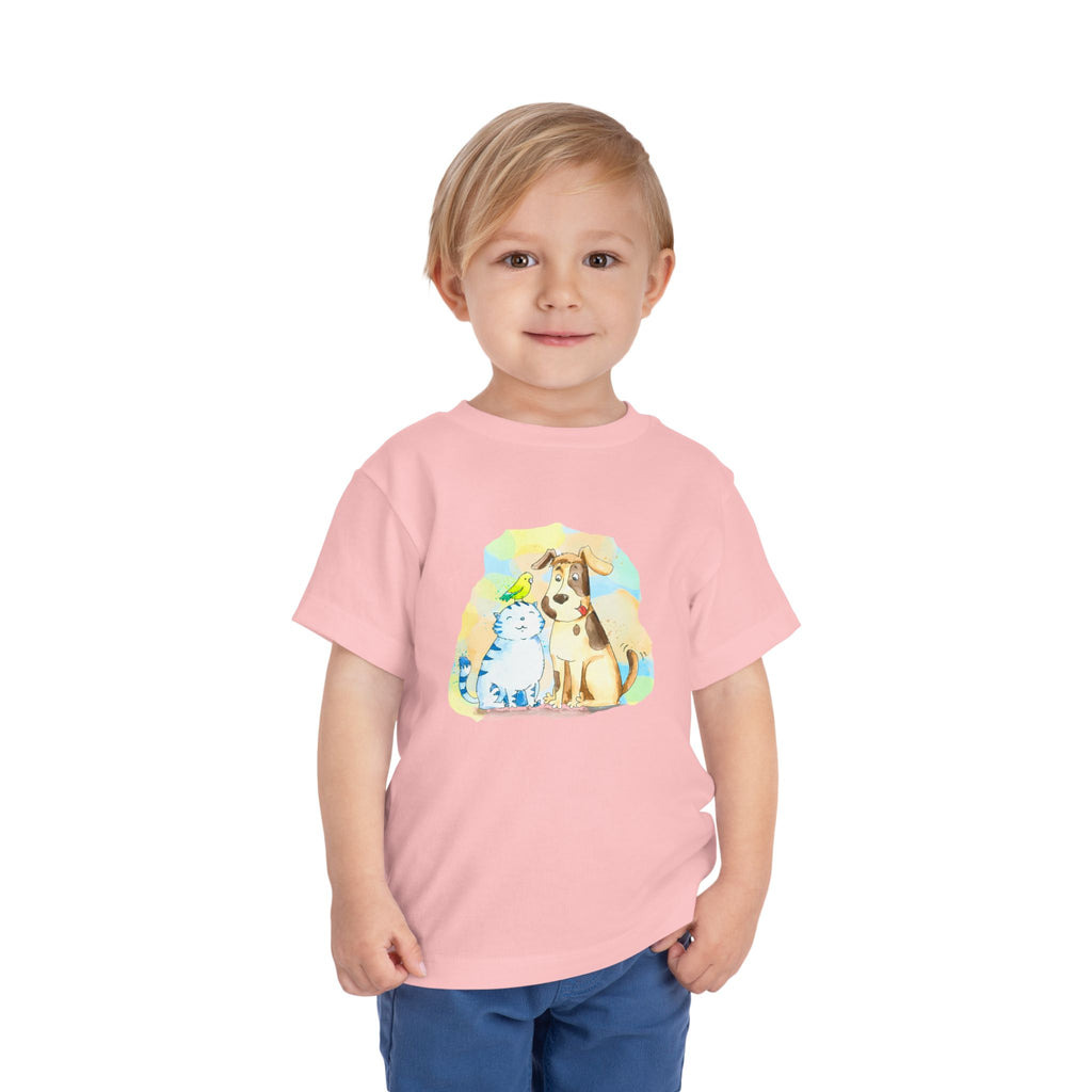 Toddler Tee — Cute Puppy & Kitten Watercolor Kids Shirt