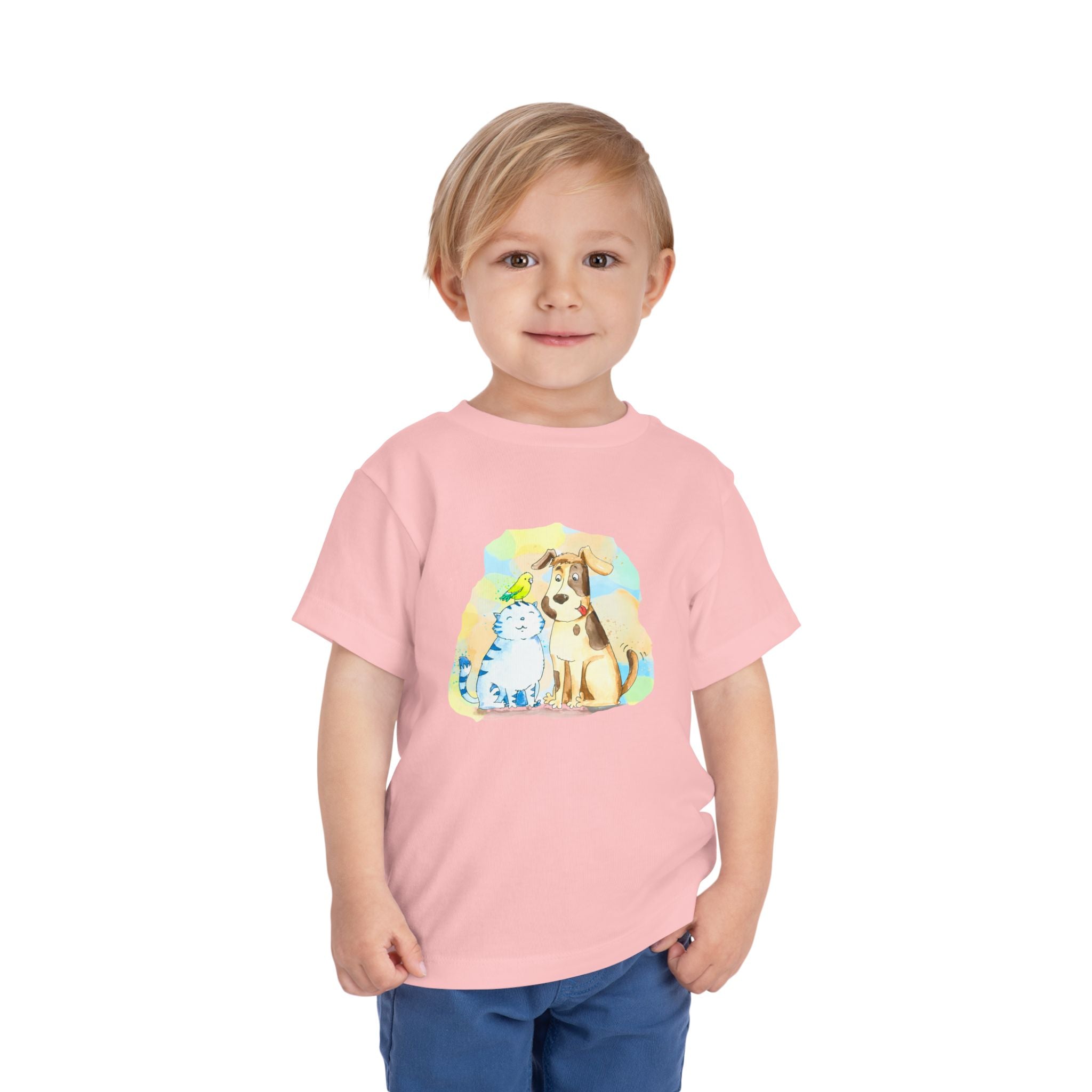 Toddler Tee — Cute Puppy & Kitten Watercolor Kids Shirt