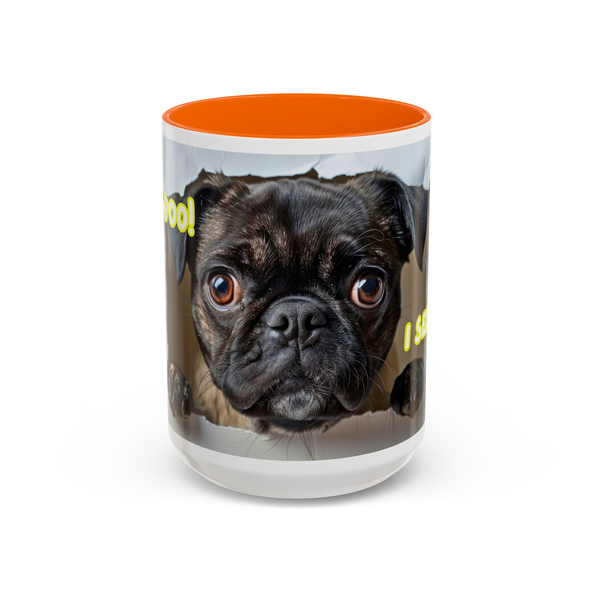 Pug “I See You!” Accent Coffee Mug — Cute Dog Lover Gift (11/15 oz)