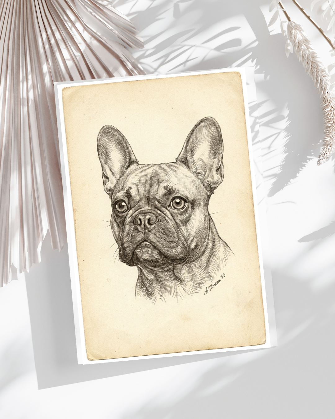 French Bulldog Pencil Portrait – Downloadable Wall Art