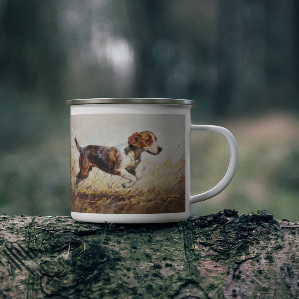 Enamel Mug — Vintage Hunting Dog Camp Coffee Cup