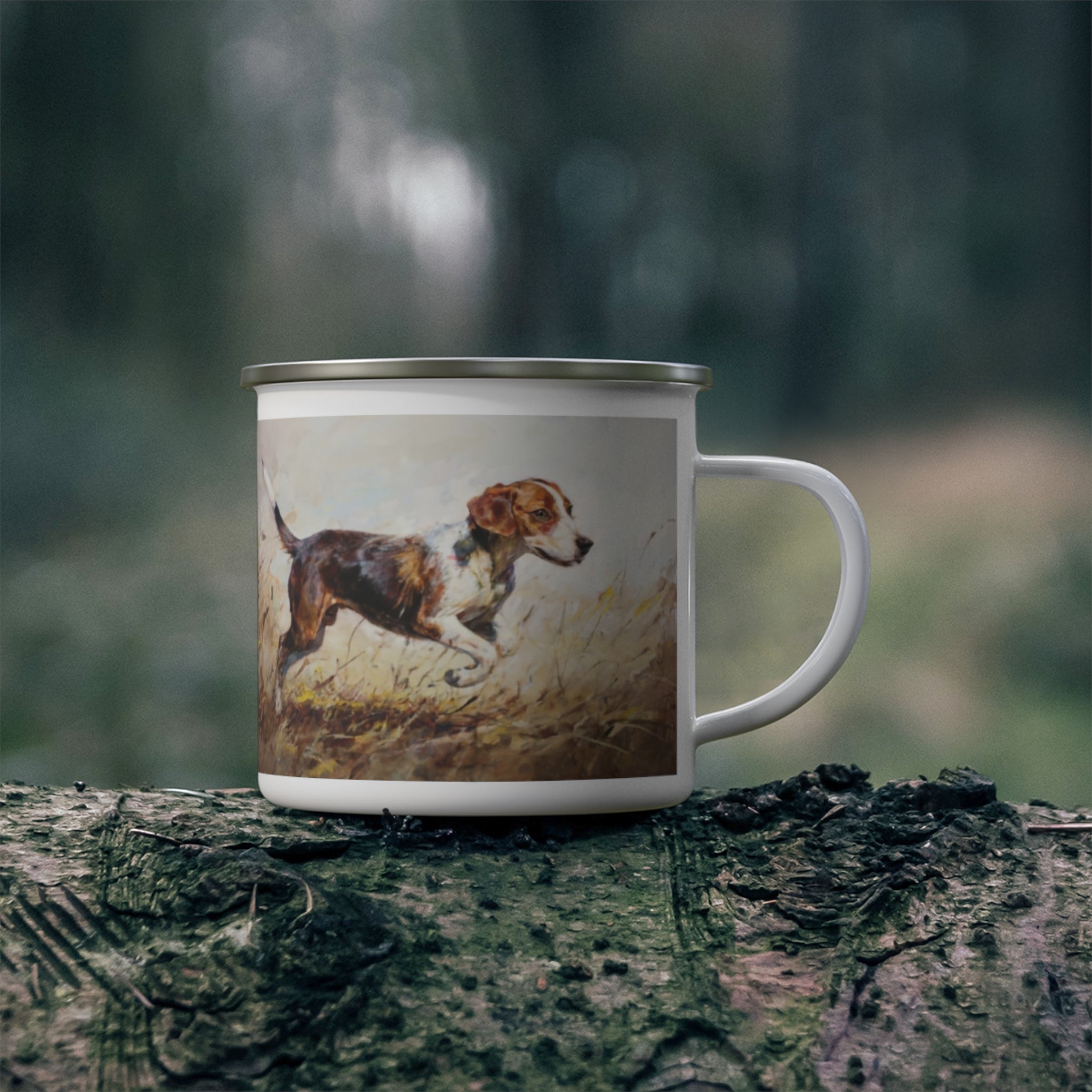 Enamel Mug — Vintage Hunting Dog Camp Coffee Cup