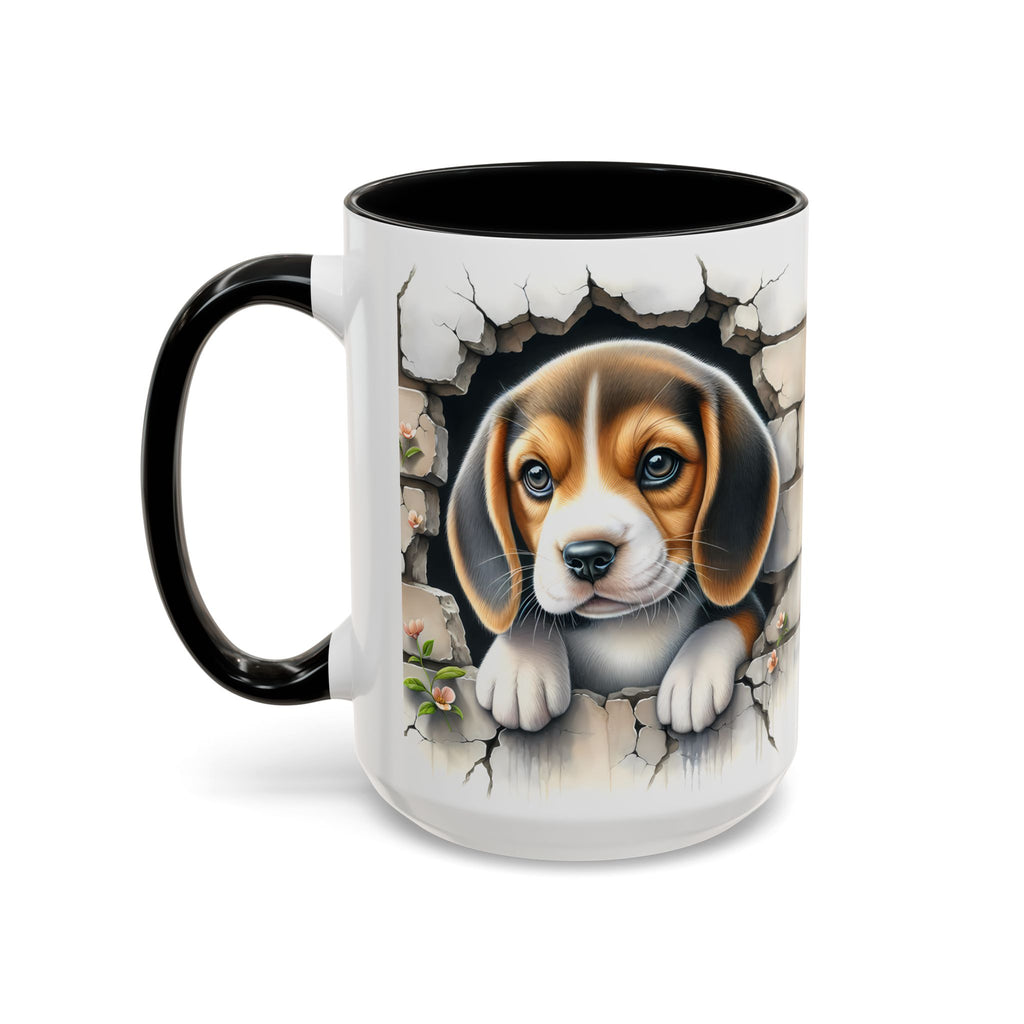 Beagle Puppy Peek Accent Coffee Mug – Cute Dog Gift (11/15 oz)
