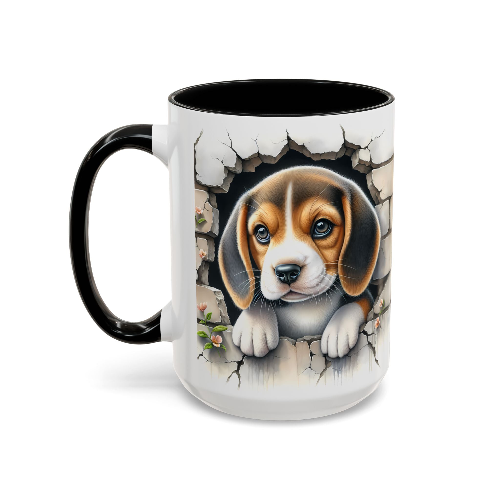 Beagle Puppy Peek Accent Coffee Mug – Cute Dog Gift (11/15 oz)