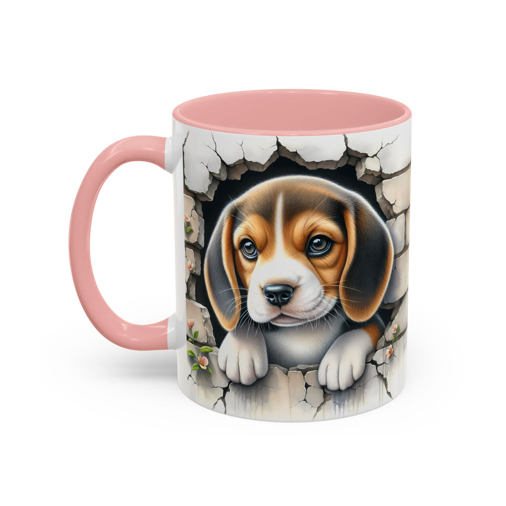 Beagle Puppy Peek Accent Coffee Mug – Cute Dog Gift (11/15 oz)