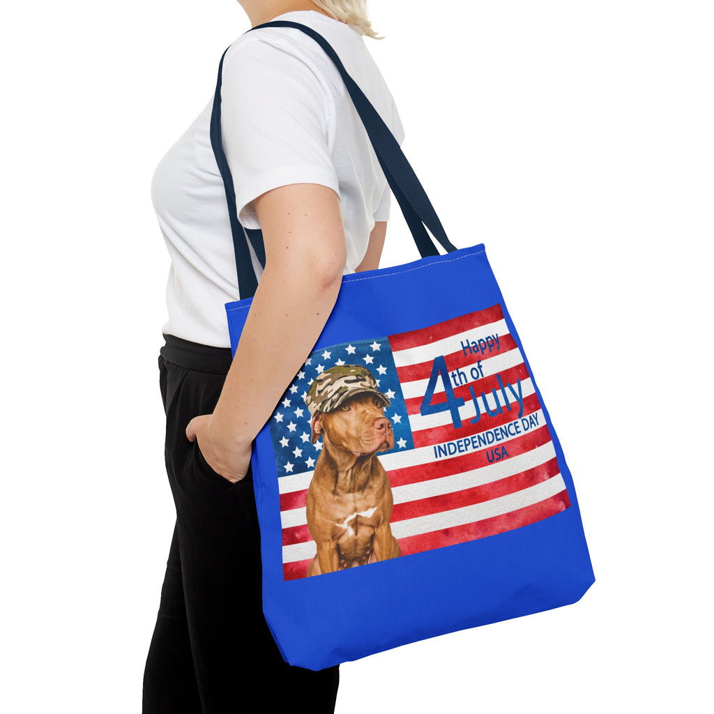 Independence Day Dog Tote Bag — Happy 4th of July USA Flag Tote