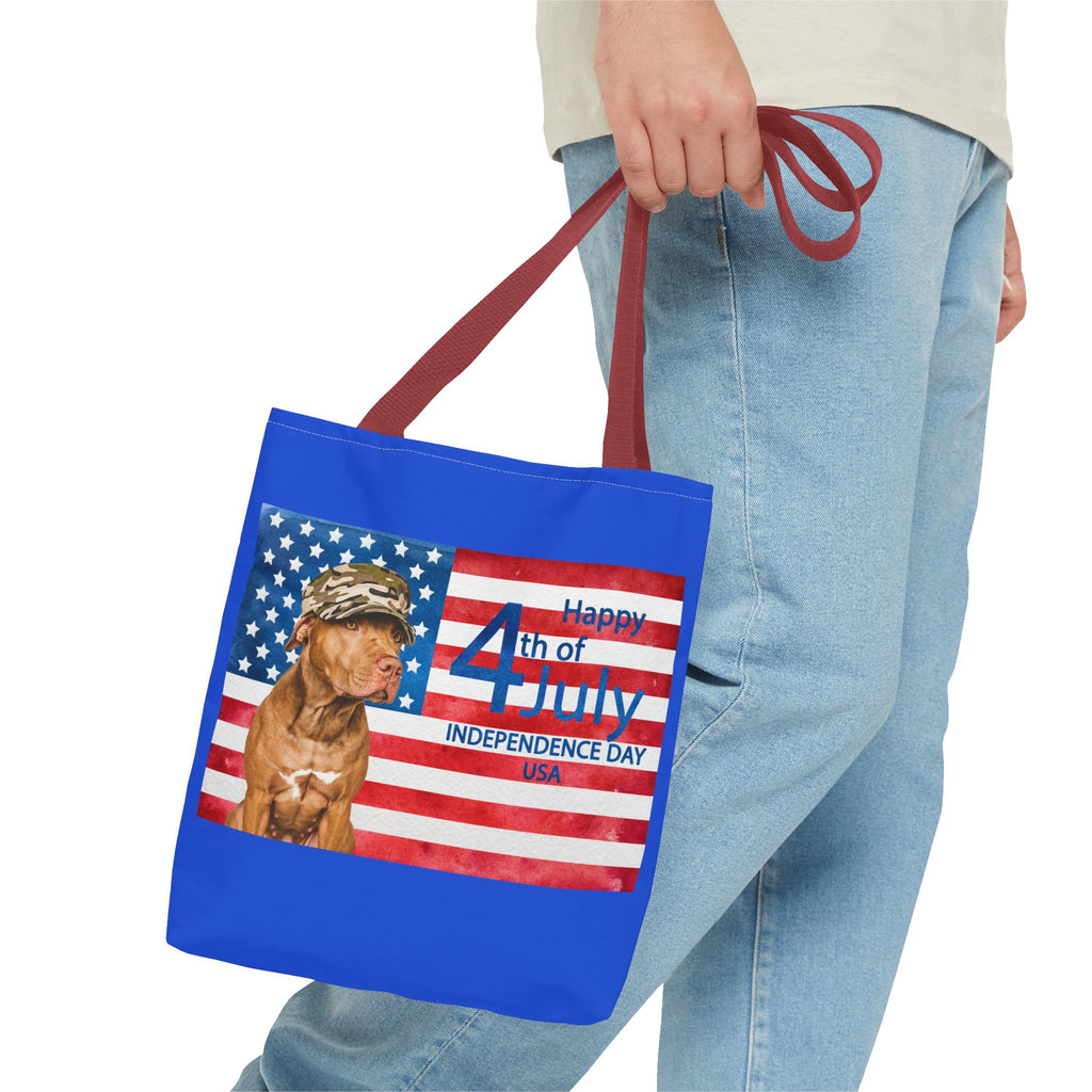 Independence Day Dog Tote Bag — Happy 4th of July USA Flag Tote