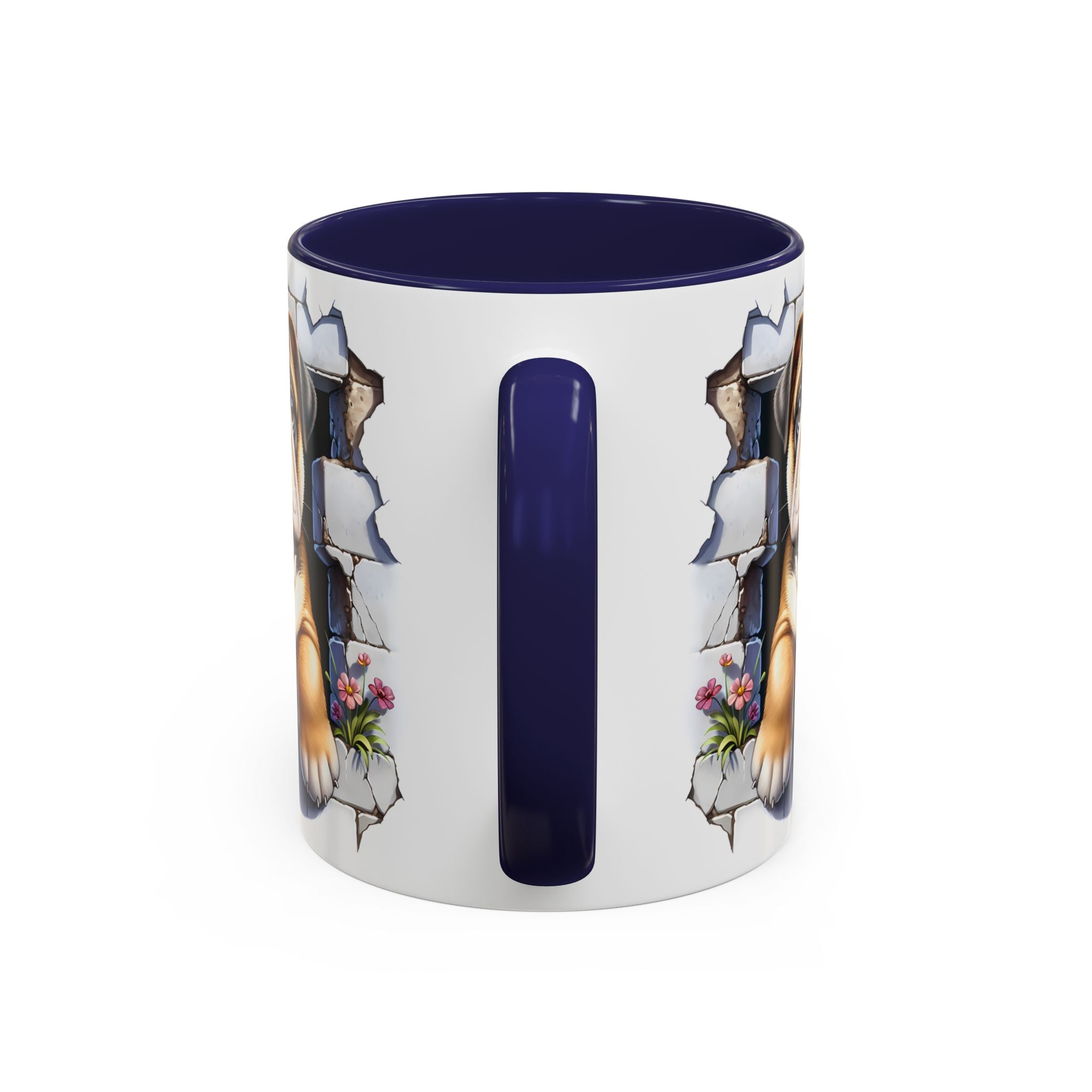 Bulldog Peek-A-Boo Accent Coffee Mug — Cute English Bulldog Coffee Cup (11/15 oz)