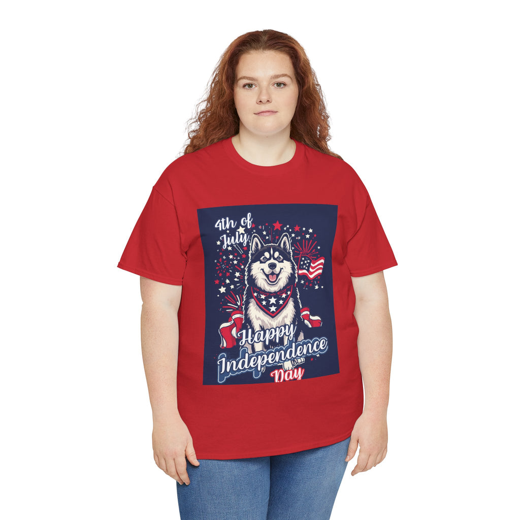 4th of July Husky T-Shirt – Happy Independence Day Patriotic Dog Tee