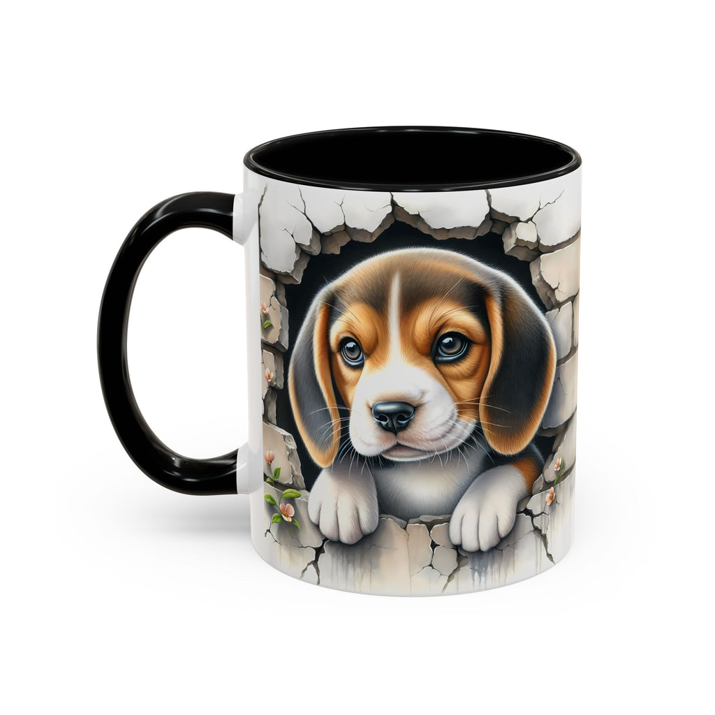 Beagle Puppy Peek Accent Coffee Mug – Cute Dog Gift (11/15 oz)